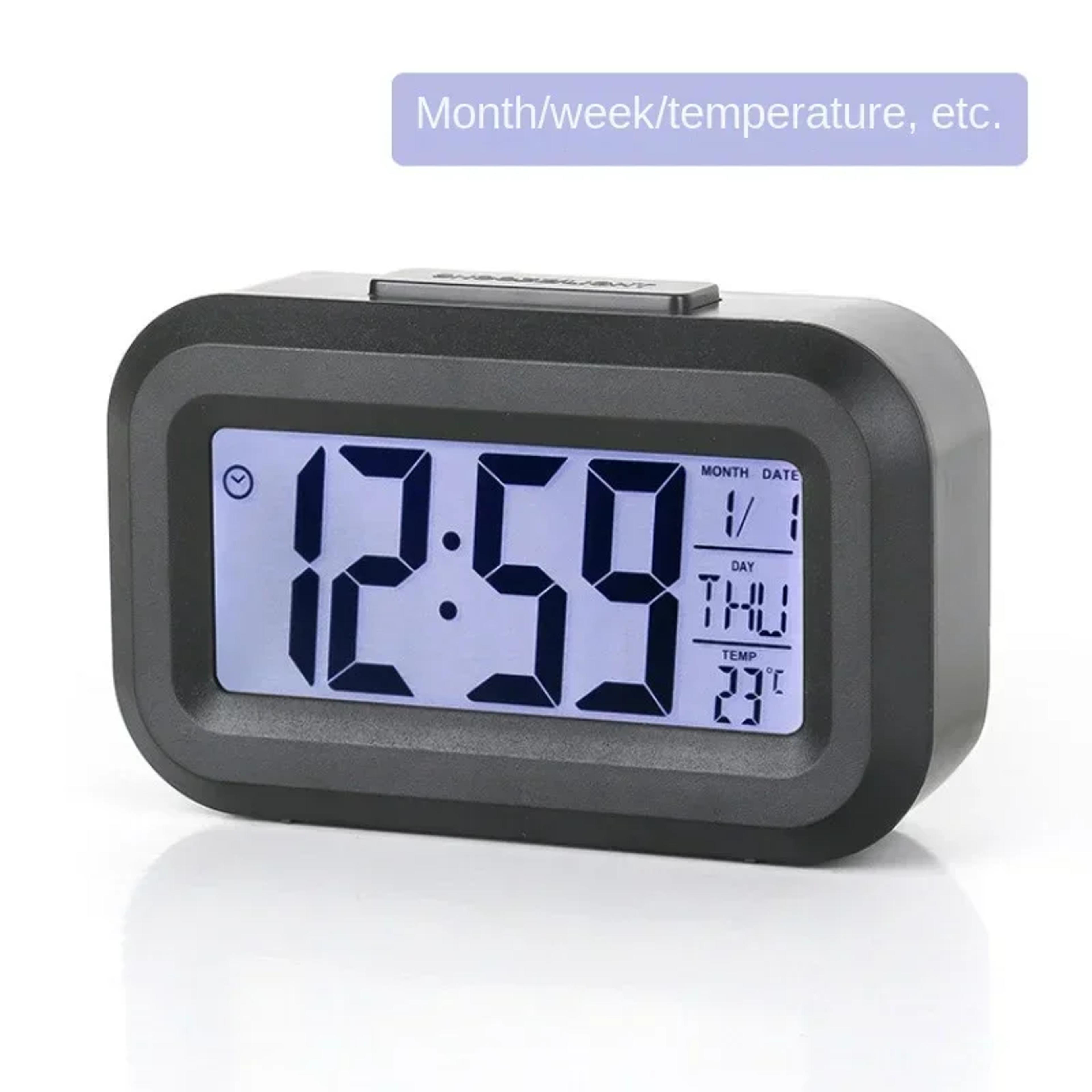 led digital alarm clock with backlight, snooze & calendar display for bedroom, office desk