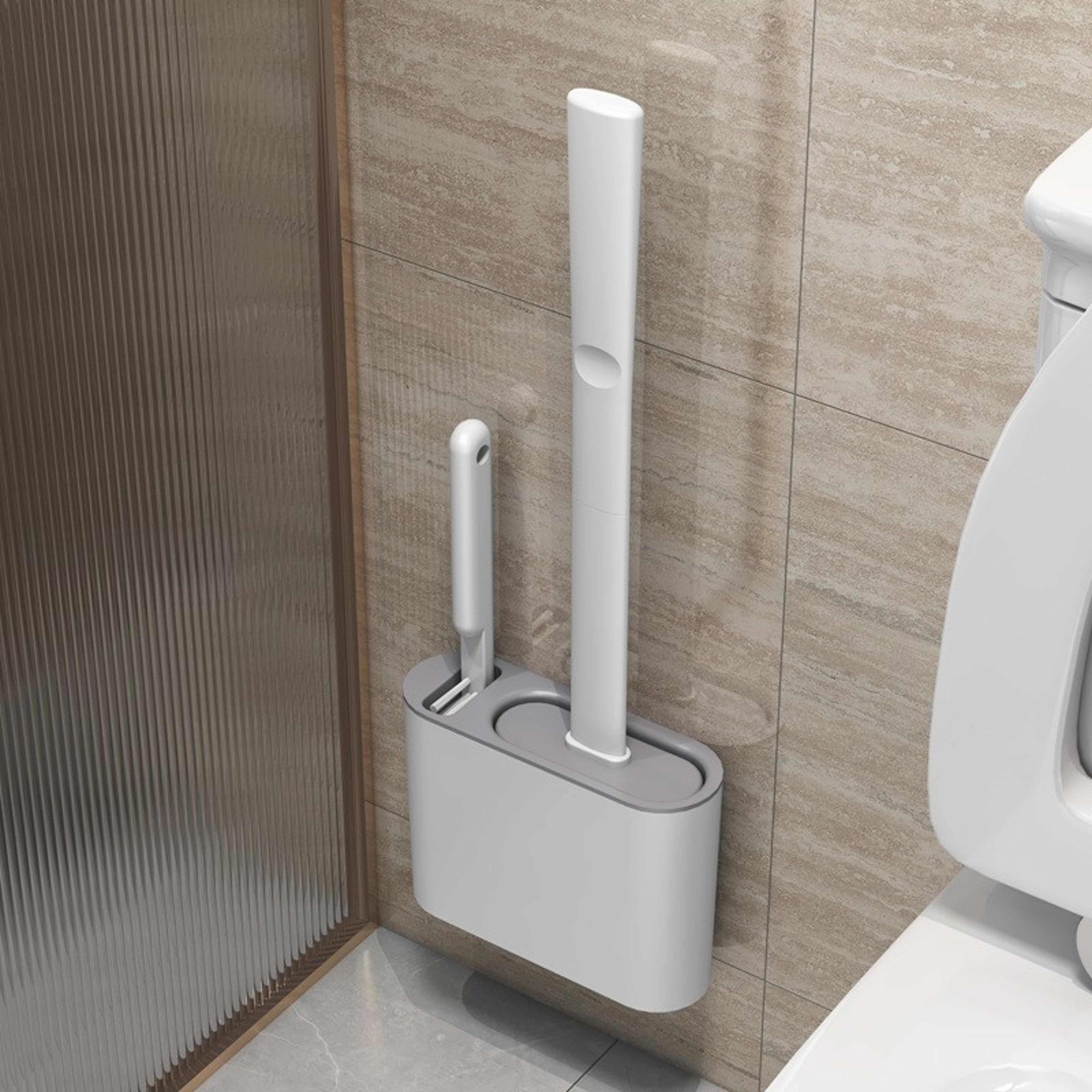silicone toilet brush and holder set wall mounted flexible bathroom cleaning brush