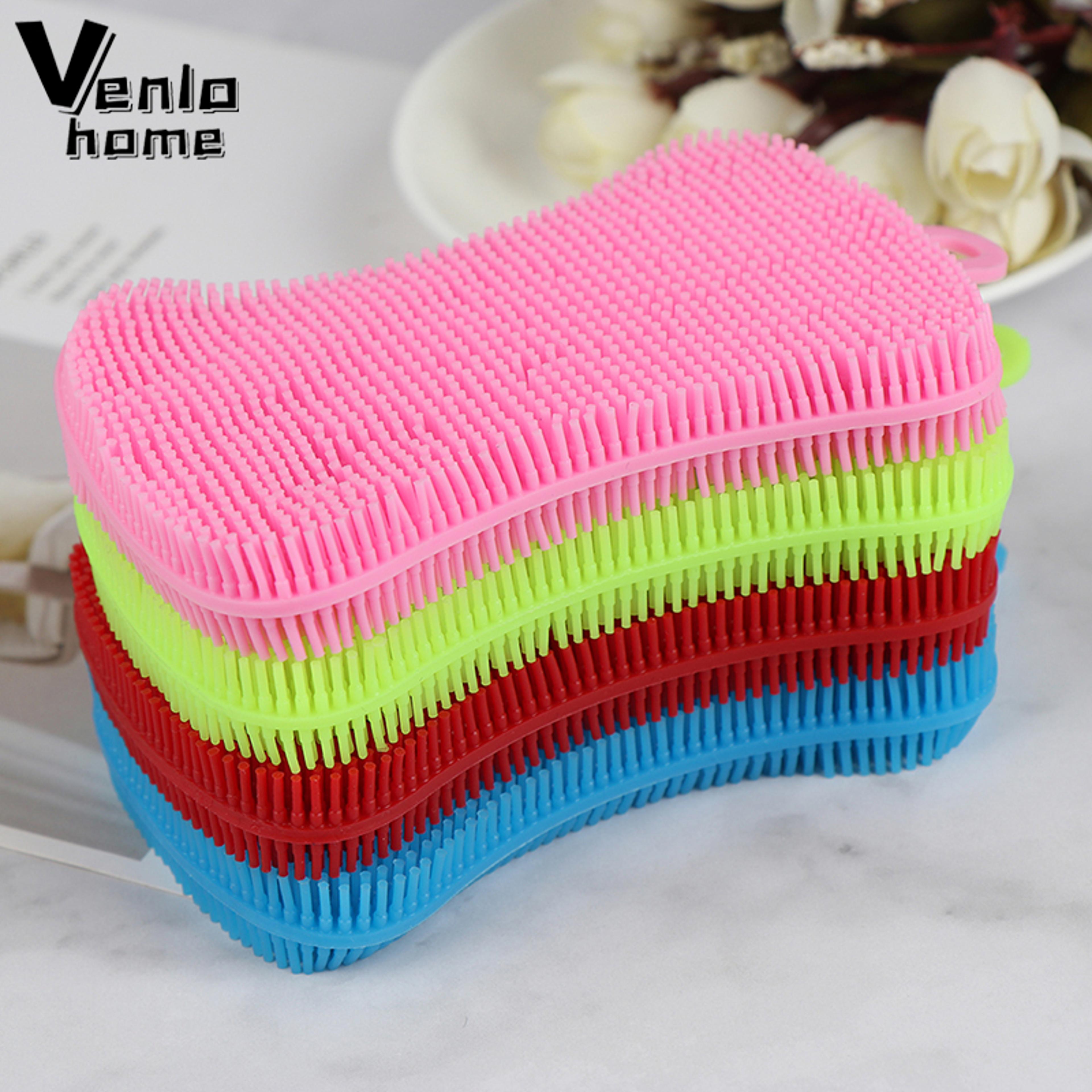silicone dish washing brush multi purpose silicone scrubber for pots, pans, dishes & fruits