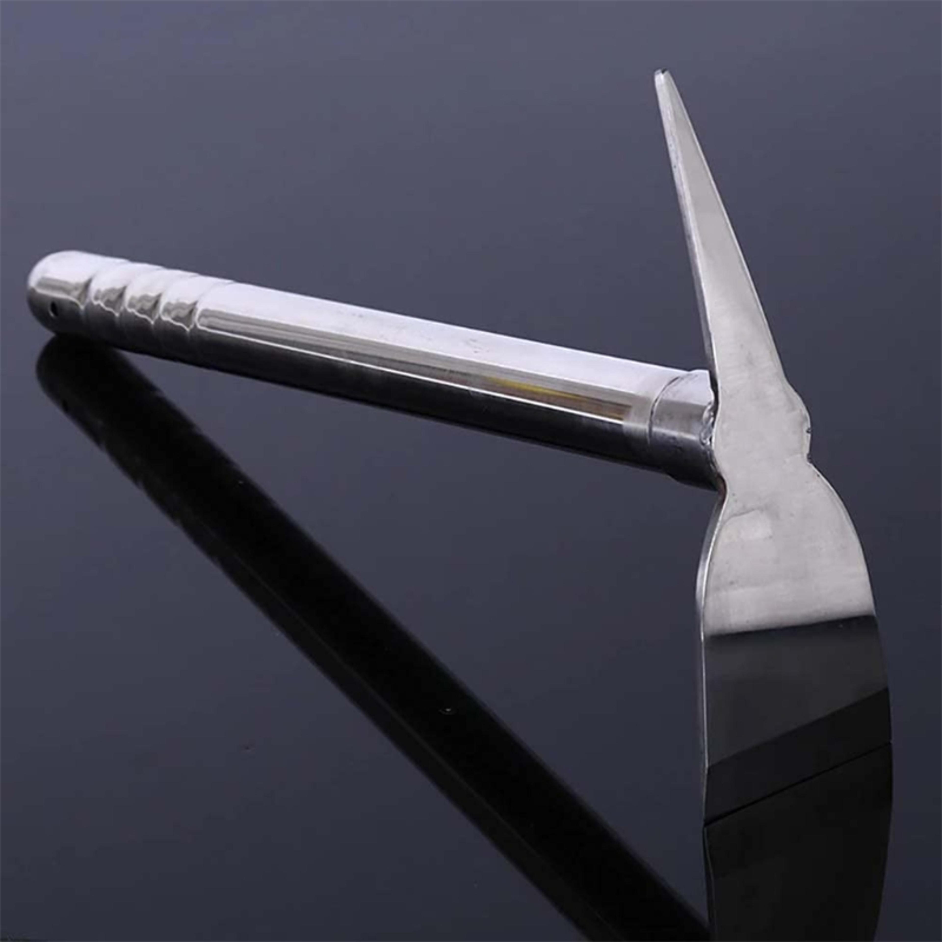 stainless steel garden hand rake & weeding tool with ergonomic handle for gardening and soil cultivation