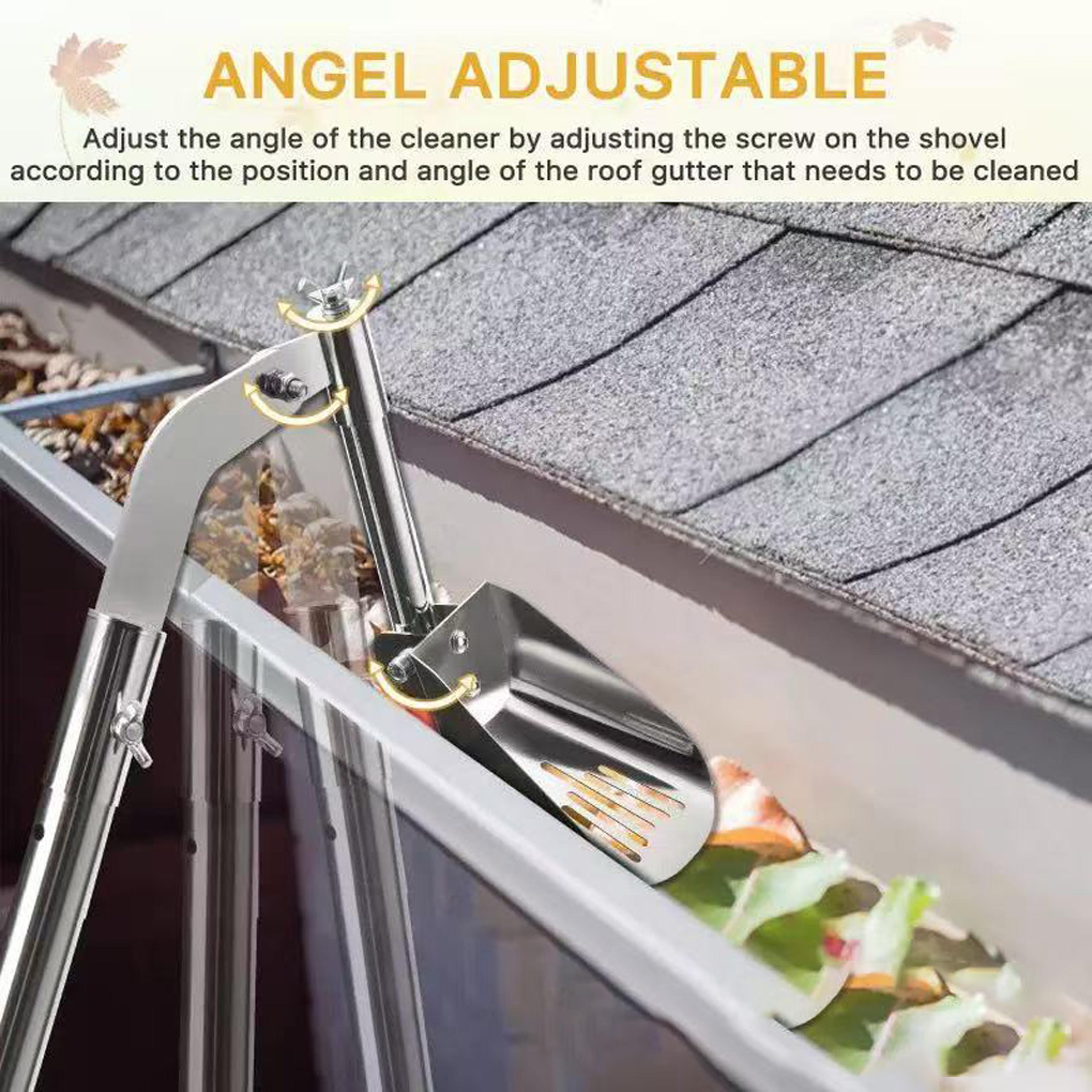 heavy duty gutter cleaning tool aluminum gutter scoop with foldable handle for fast leaf removal
