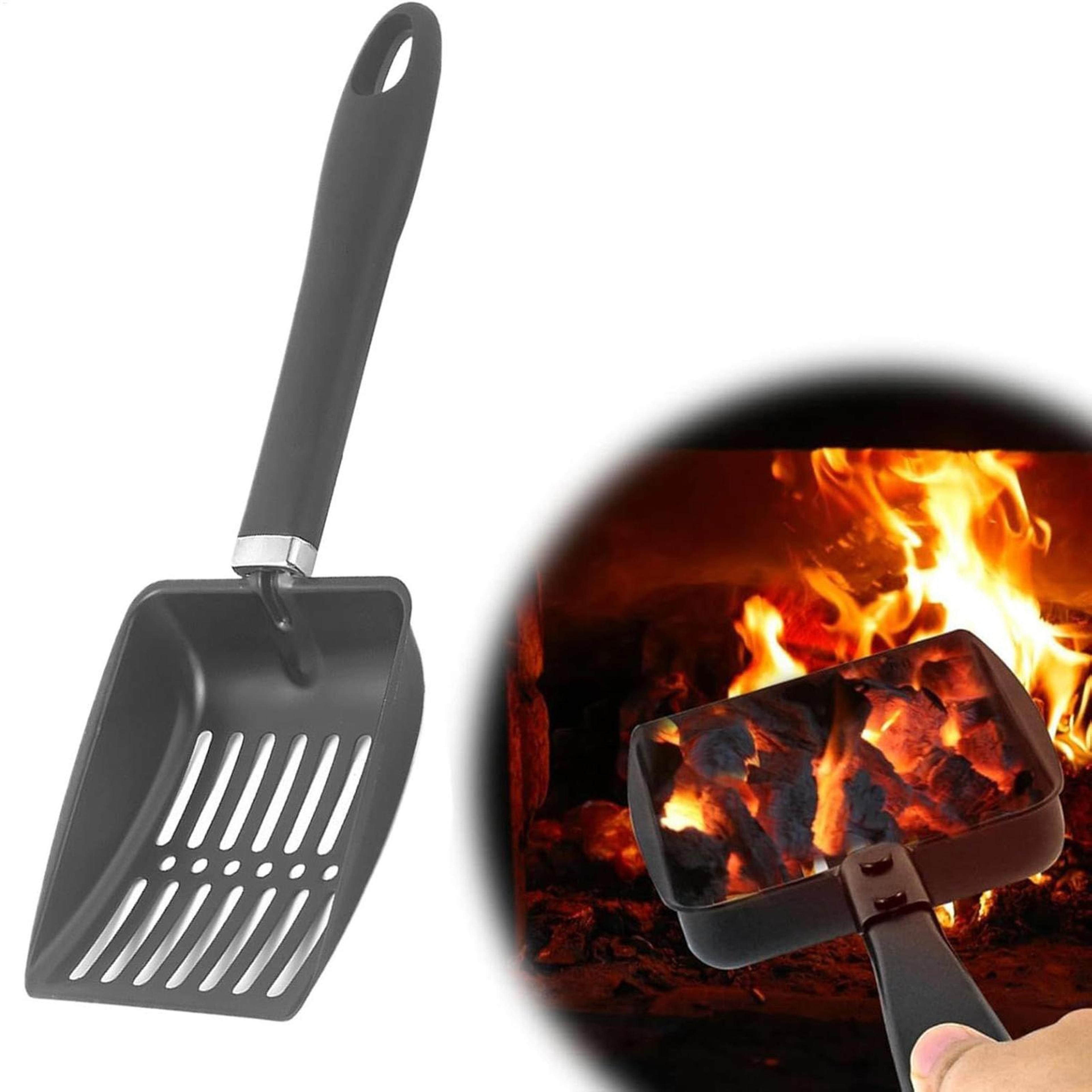 heavy duty fireplace ash shovel with ash sifter for wood stove, fire pit & bbq grill cleaning