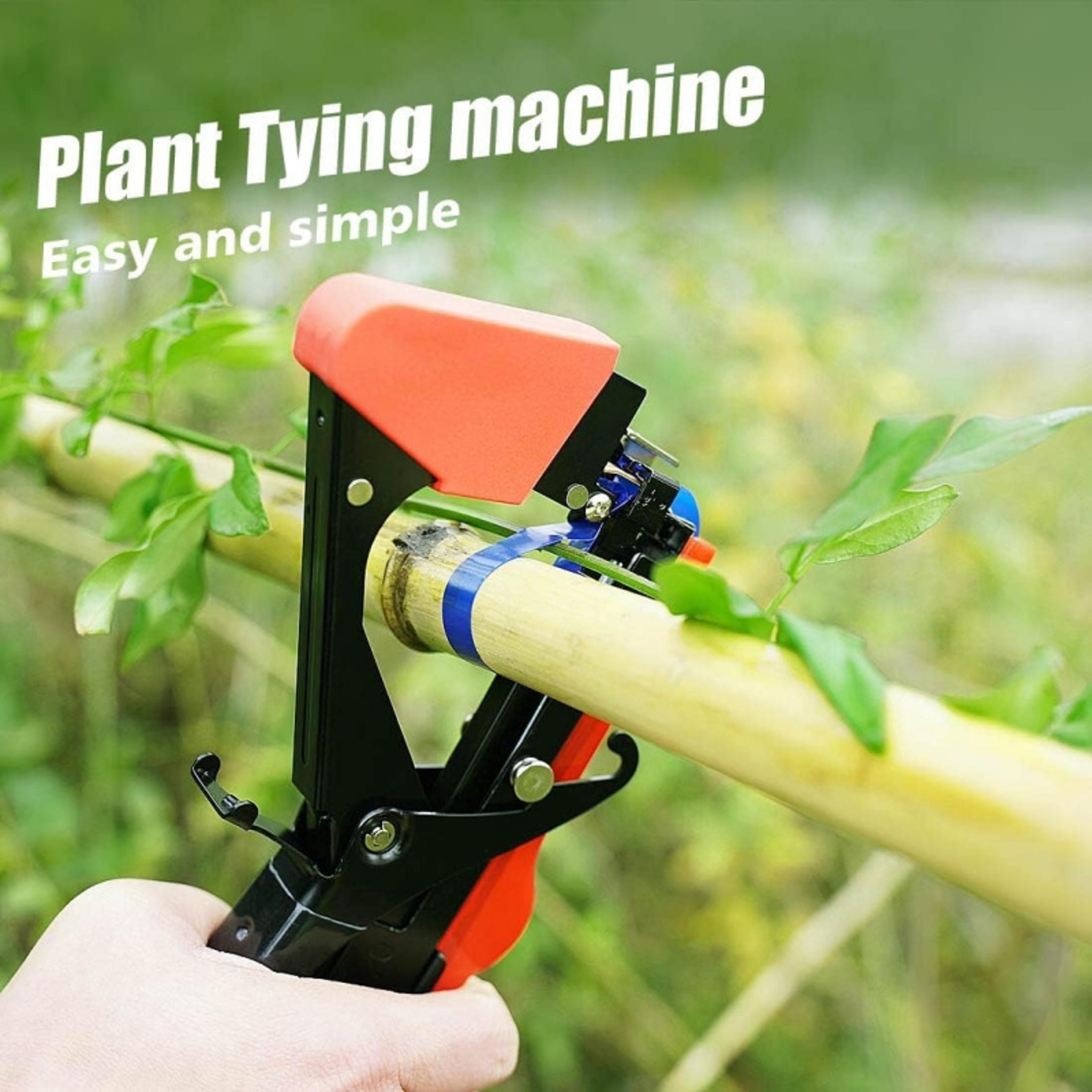 plant tying tool tapener gun kit with tape rolls, staples & blade for tomato, grape & vine support