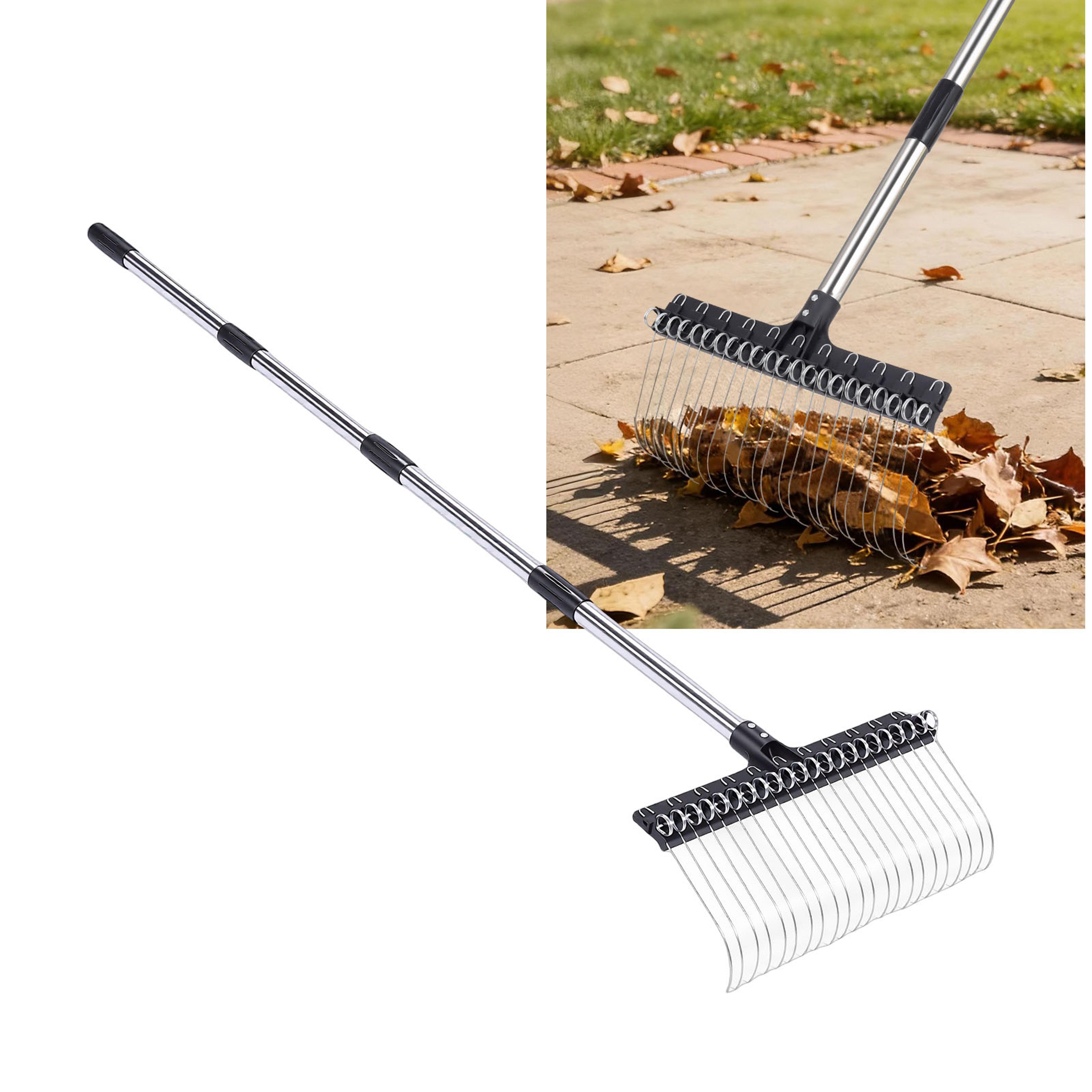 tine leaf rake with ft handle heavy duty garden rake for leaves, mulch & thatch
