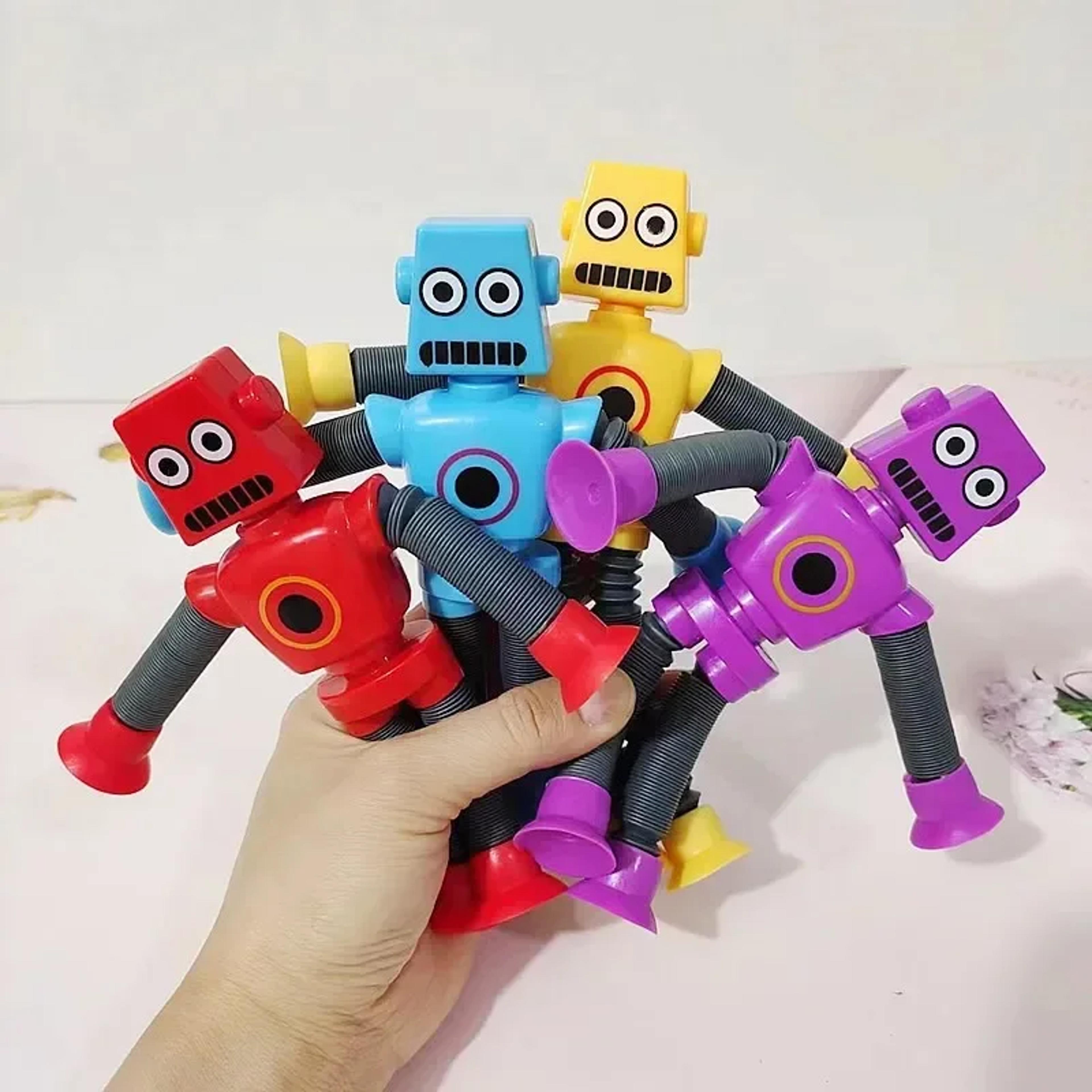 pop tube robot sensory fidget toy with suction cups for kids stress relief play