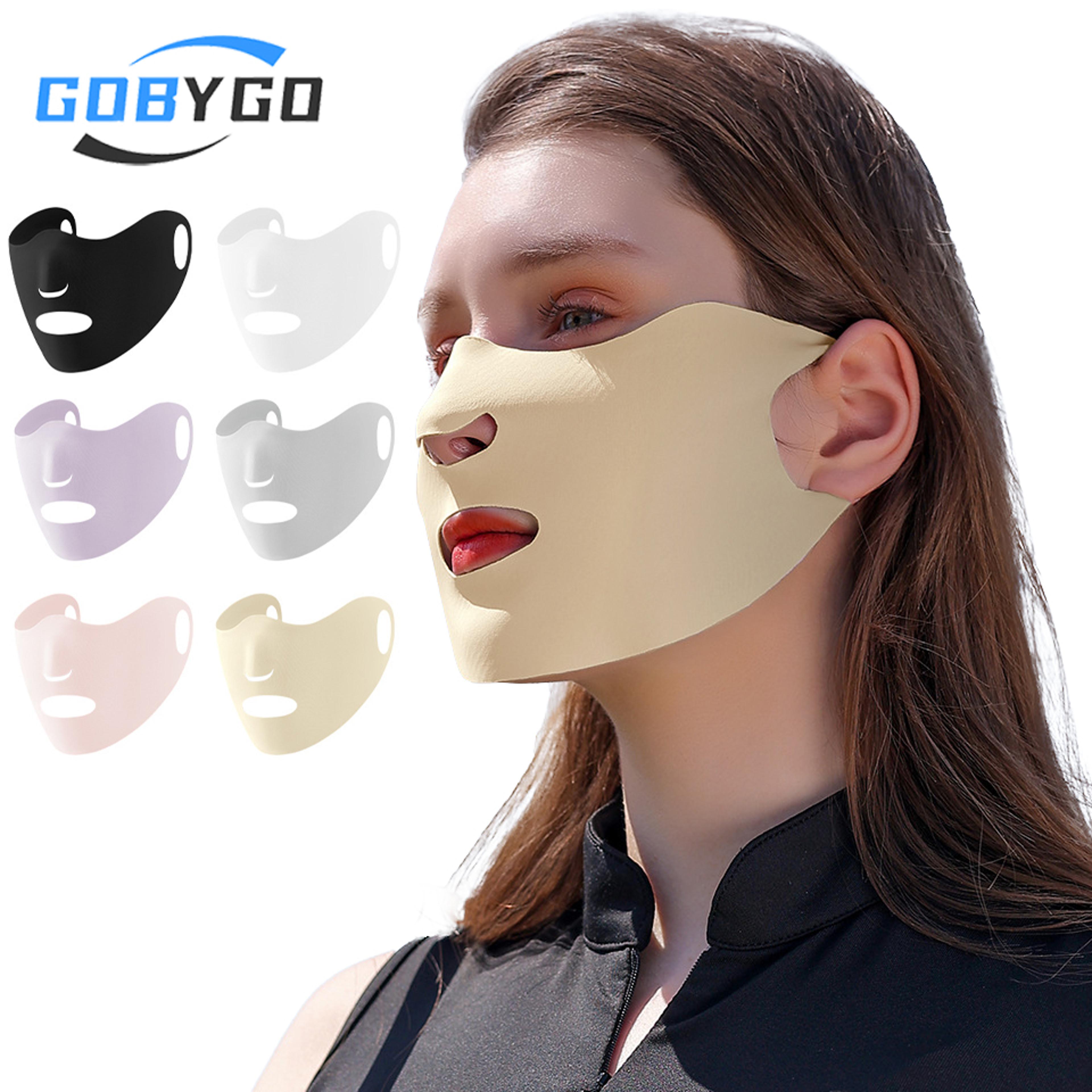 gobygo ice silk face mask uv protection face cover for outdoor sports & summer travel