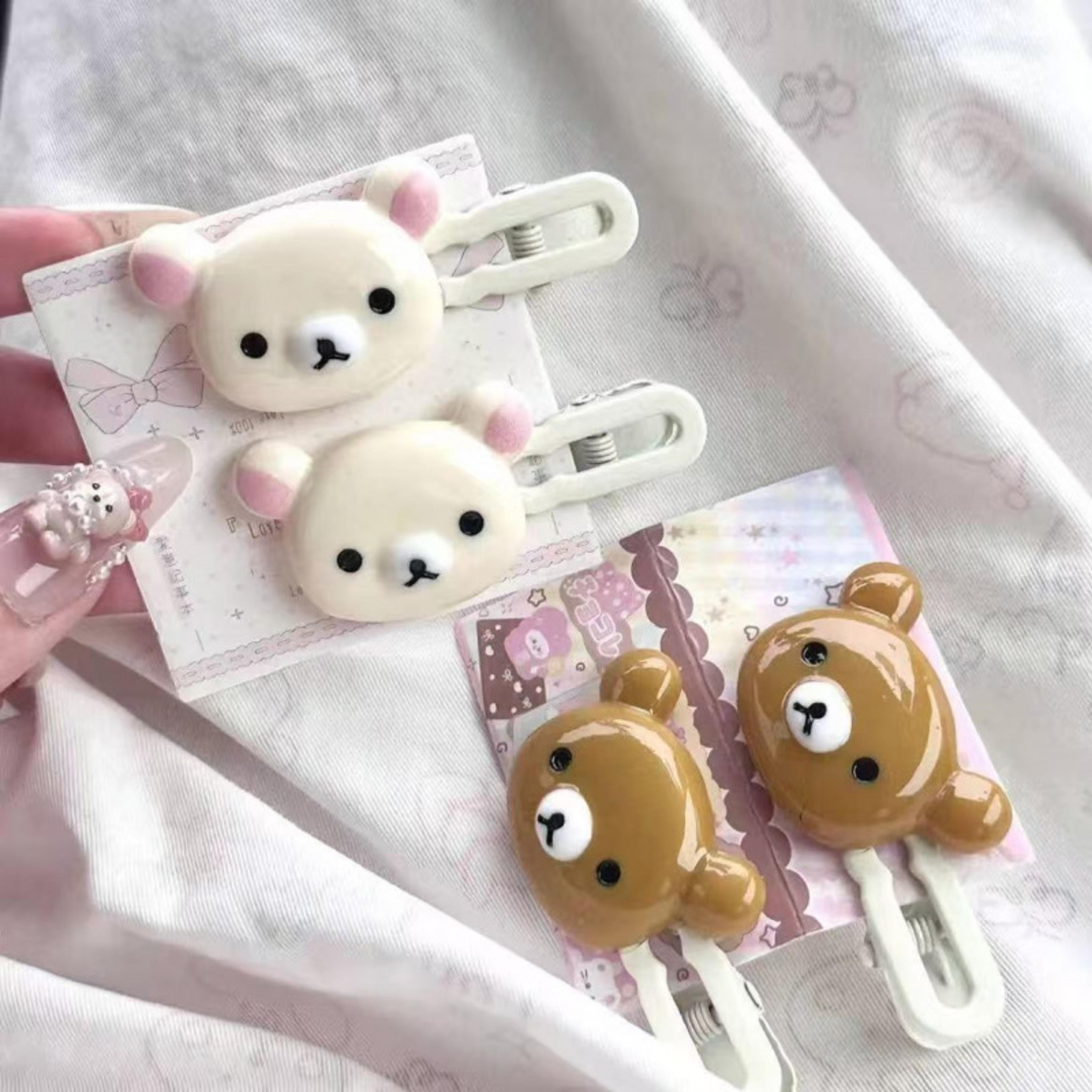 cute bear hair clips set for girls & women | kawaii hair accessories for everyday styling