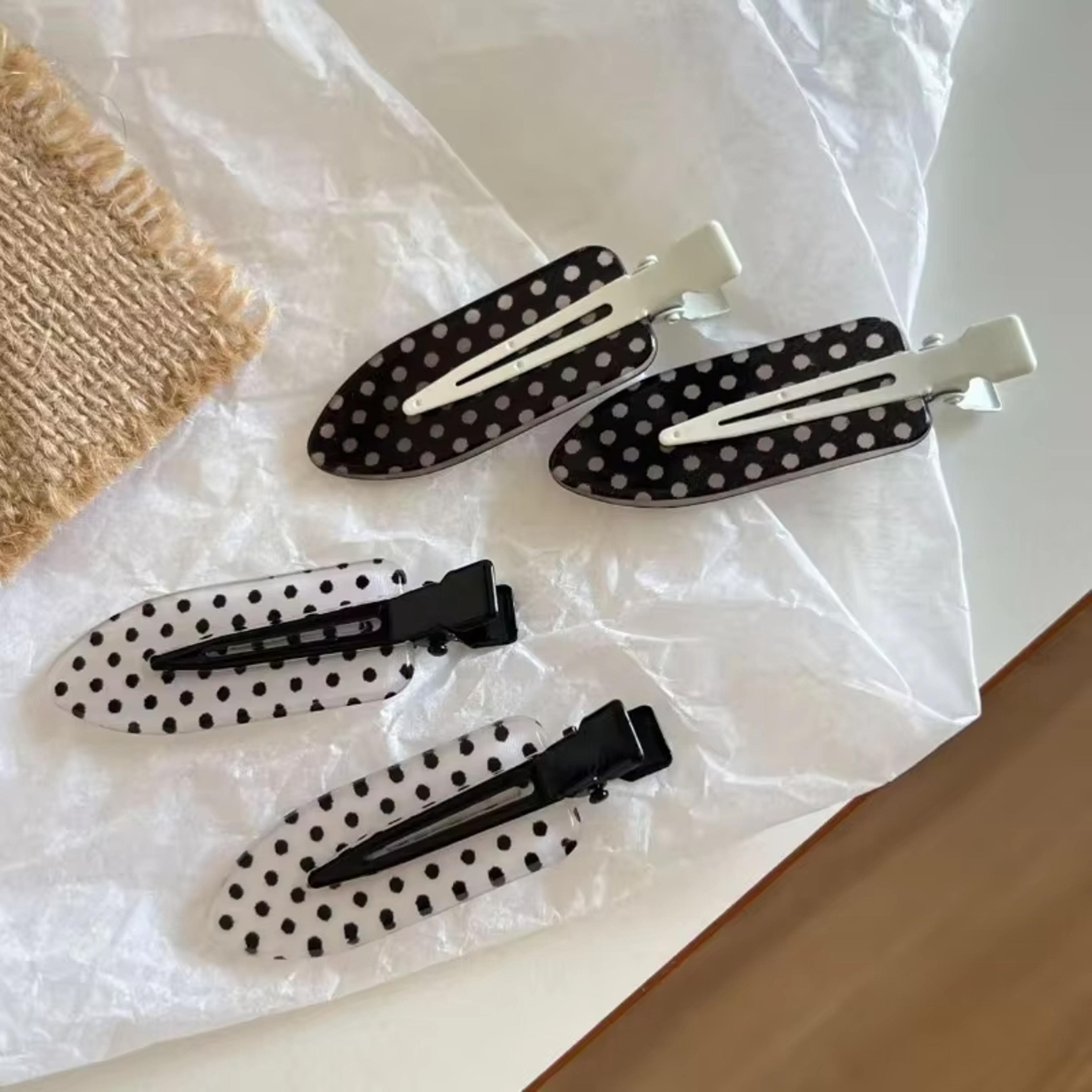 black & white polka dot hair clips acrylic hair clips for secure hold & minimalist everyday style