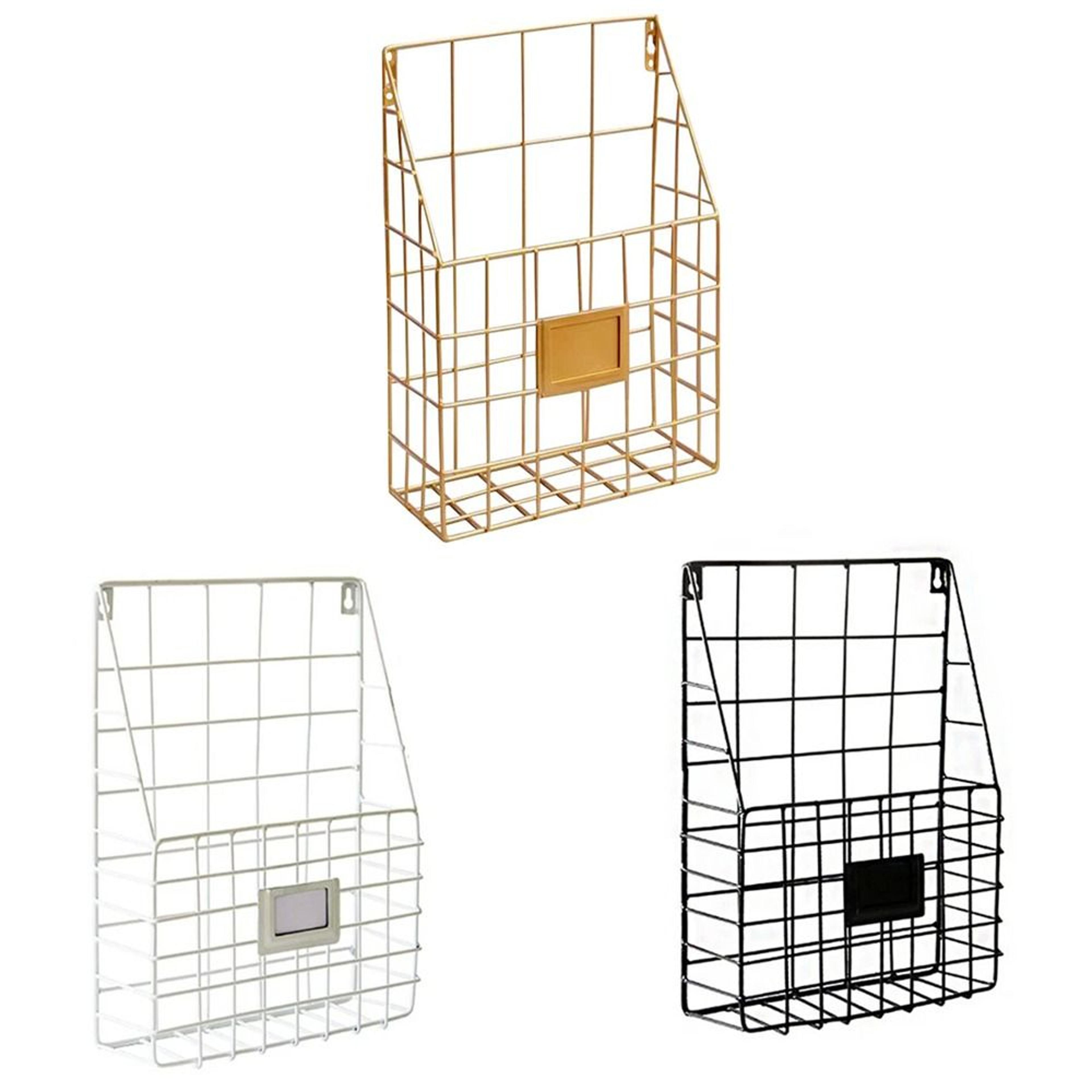 wall mounted file organizer metal mesh magazine holder for mail, documents & office storage