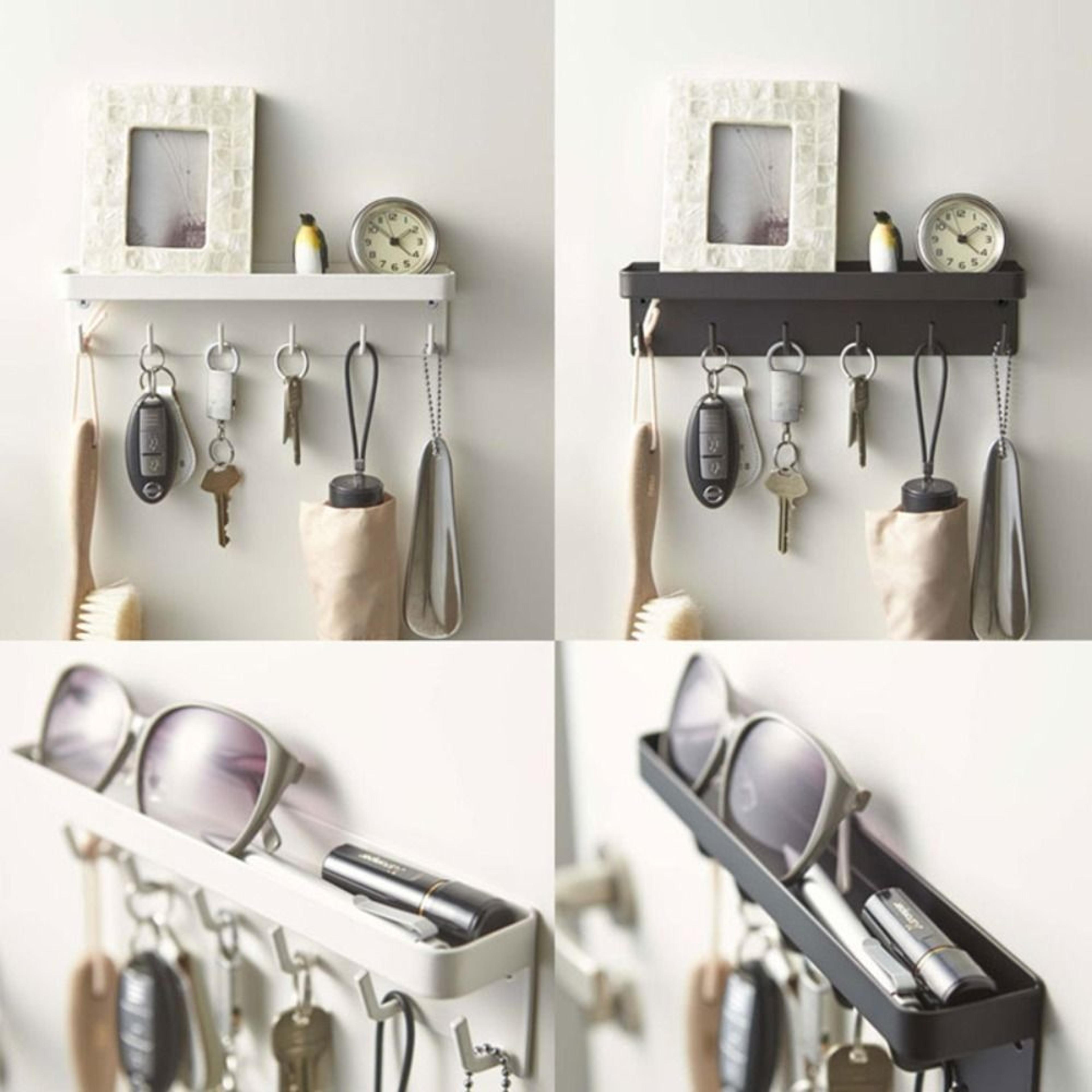 wall key holder with shelf & mail organizer hook magnetic entryway rack