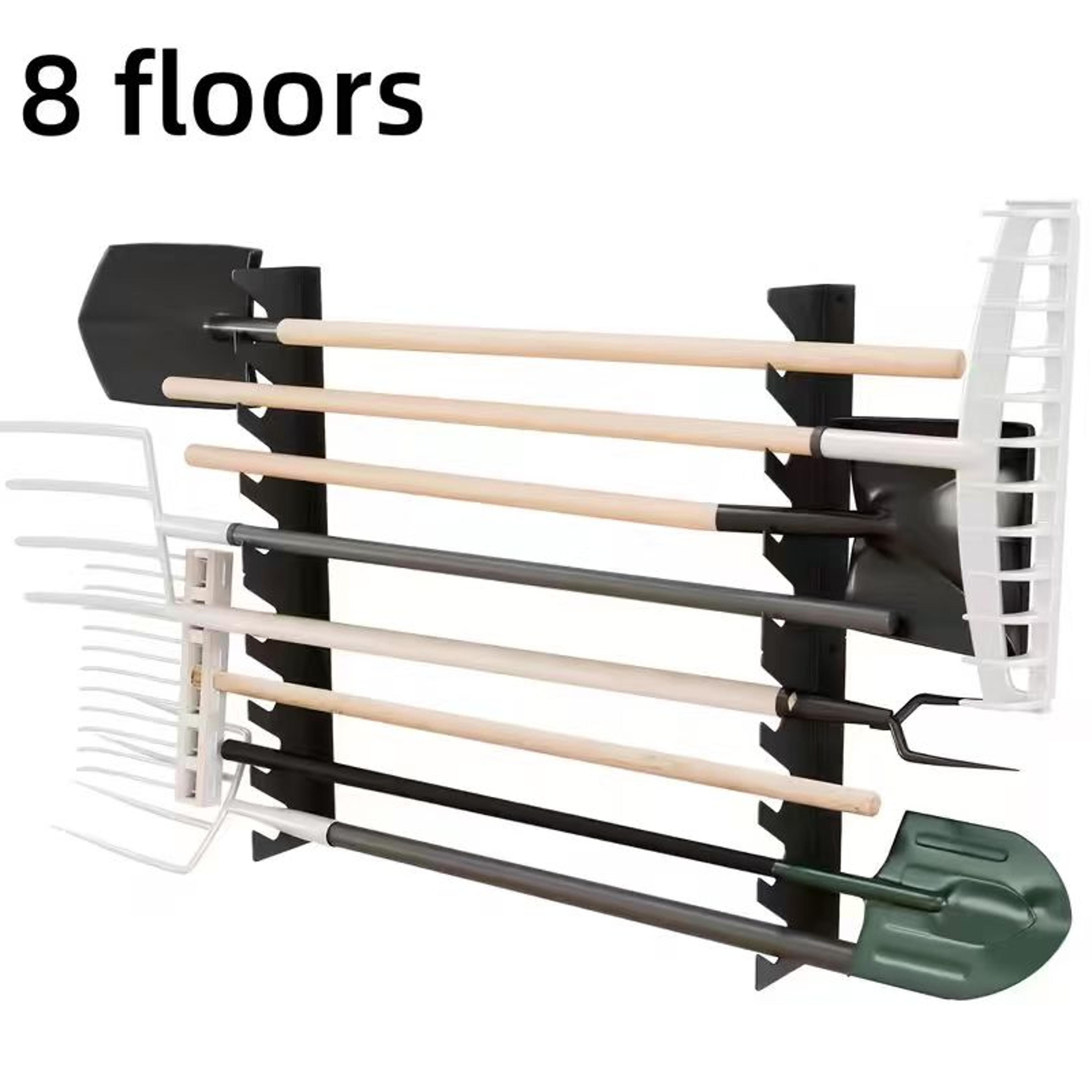 heavy duty garage tool rack wall mounted organizer for shovels, rakes & garden tool storage
