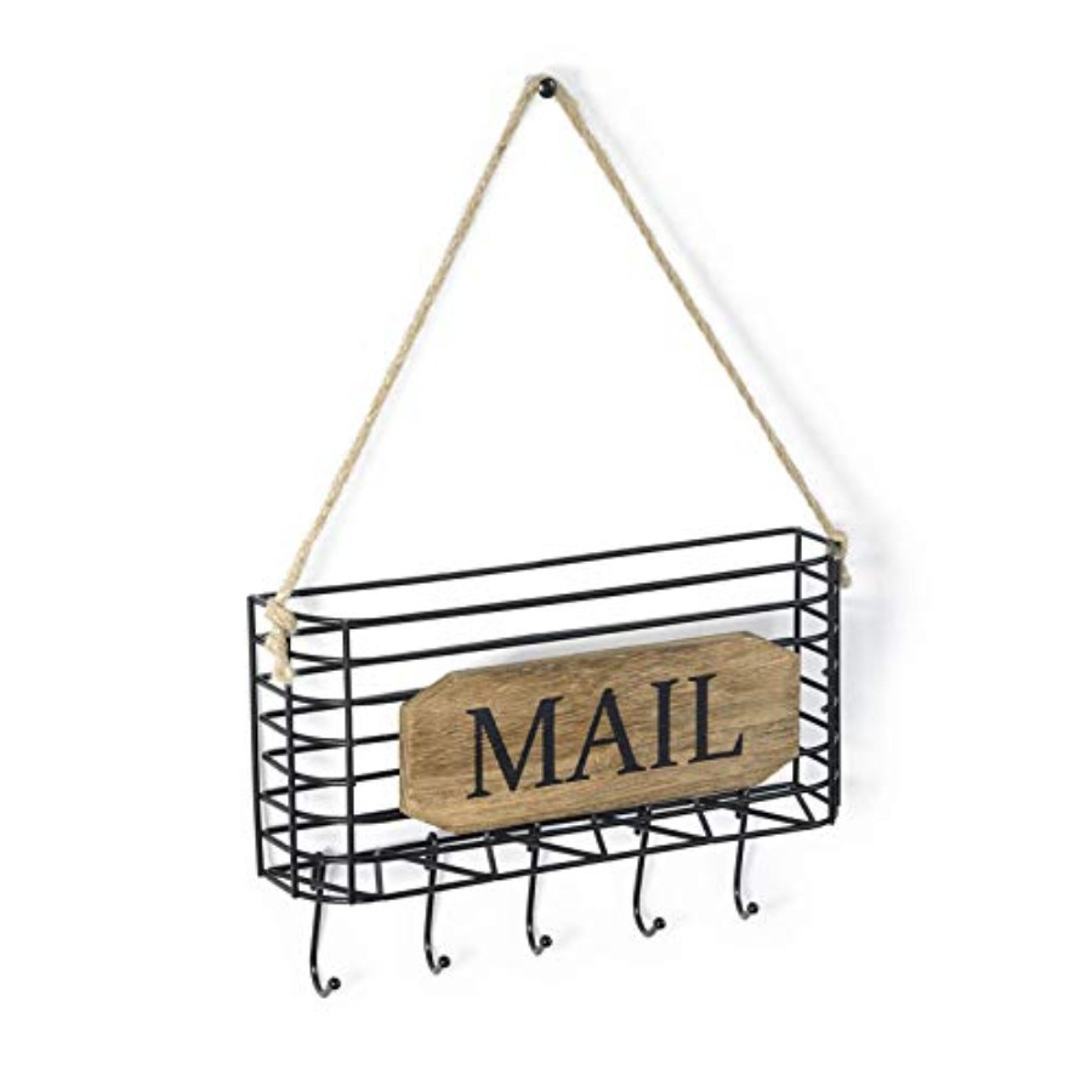 rustic mail organizer wall mount with key hooks for wall entryway organizer