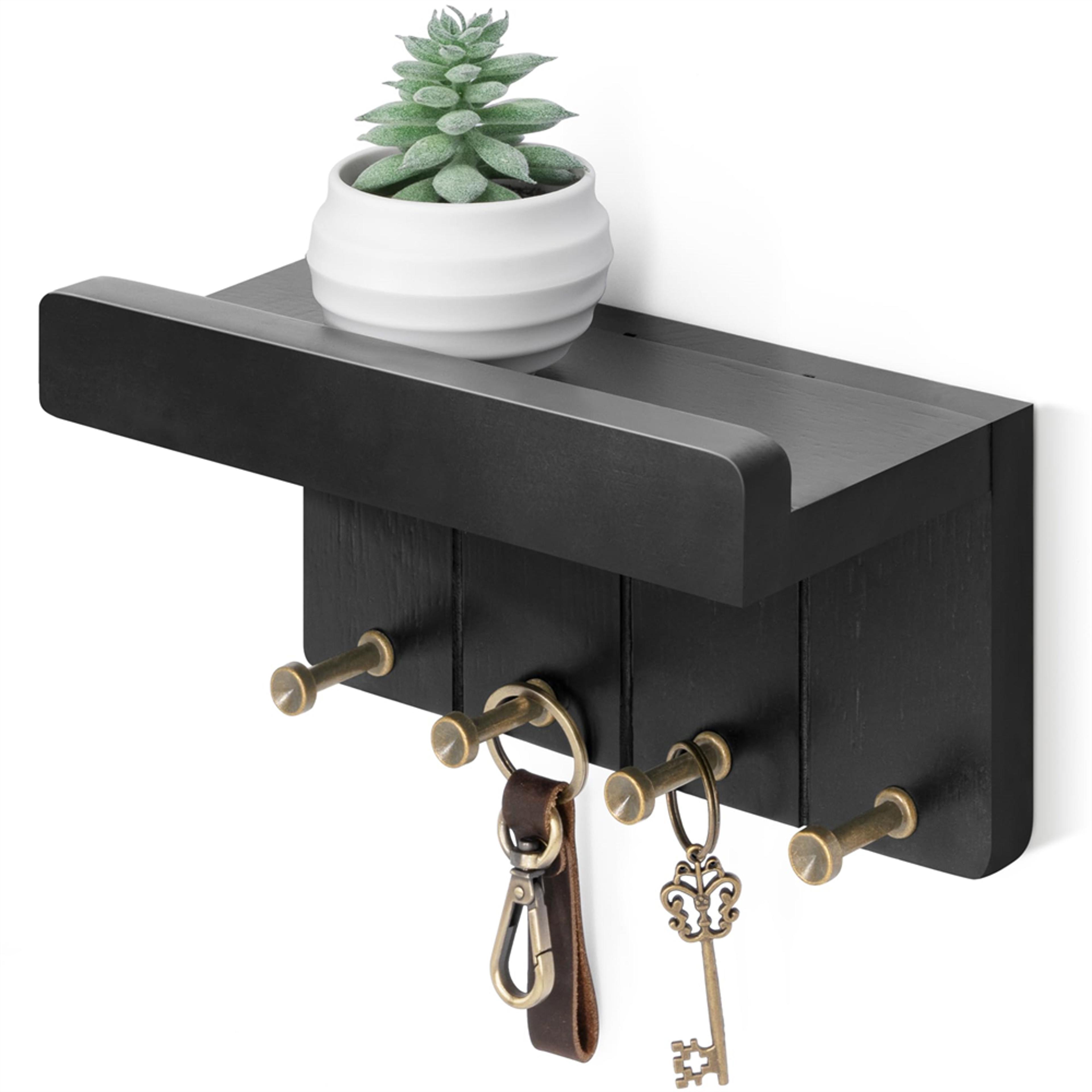 rustic key holder for wall with shelf and mail organizer for entryway decor