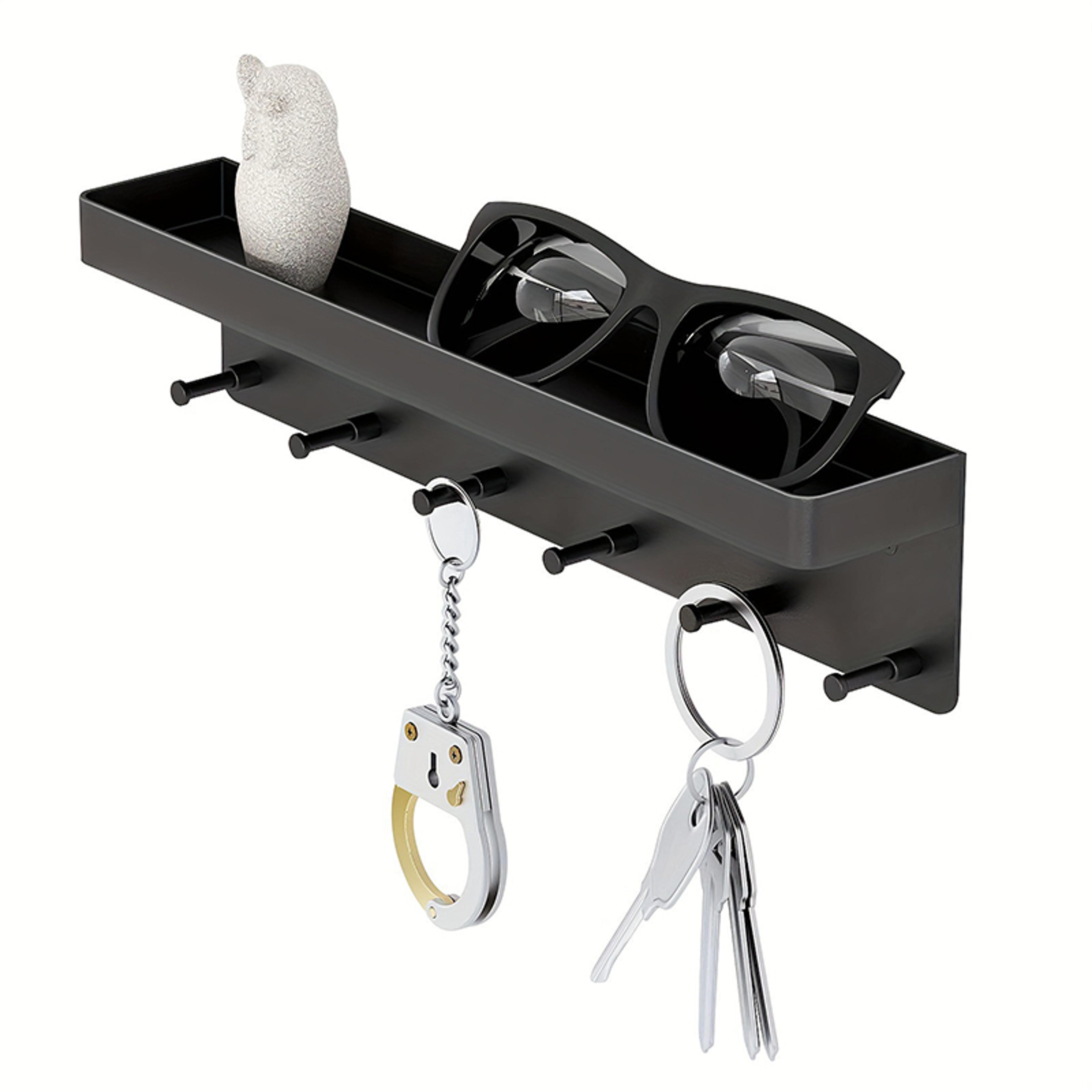 wall key holder with mail organizer shelf and hooks for entryway kitchen bathroom