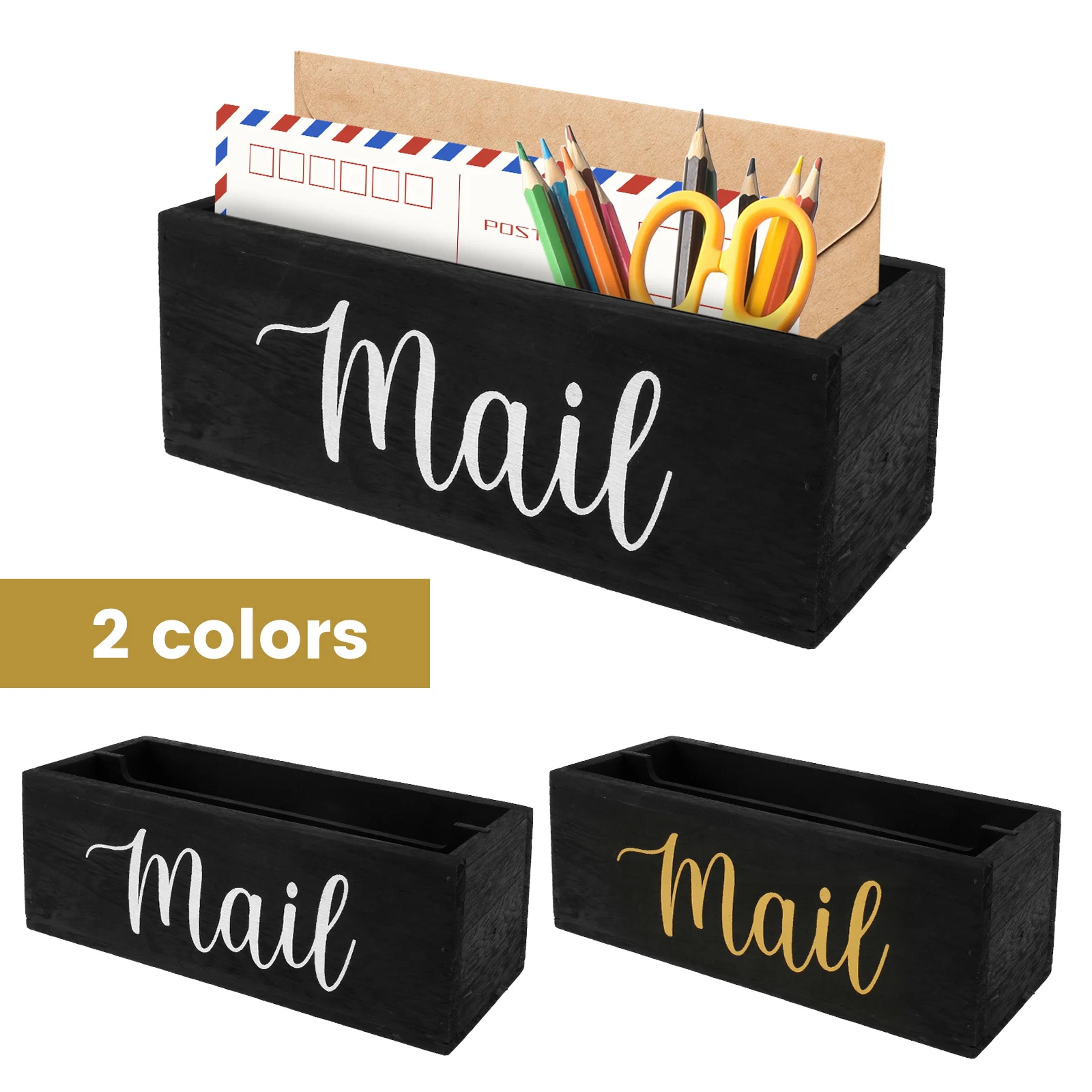 rustic mail organizer wooden mail holder with slots for entryway, desk & home office