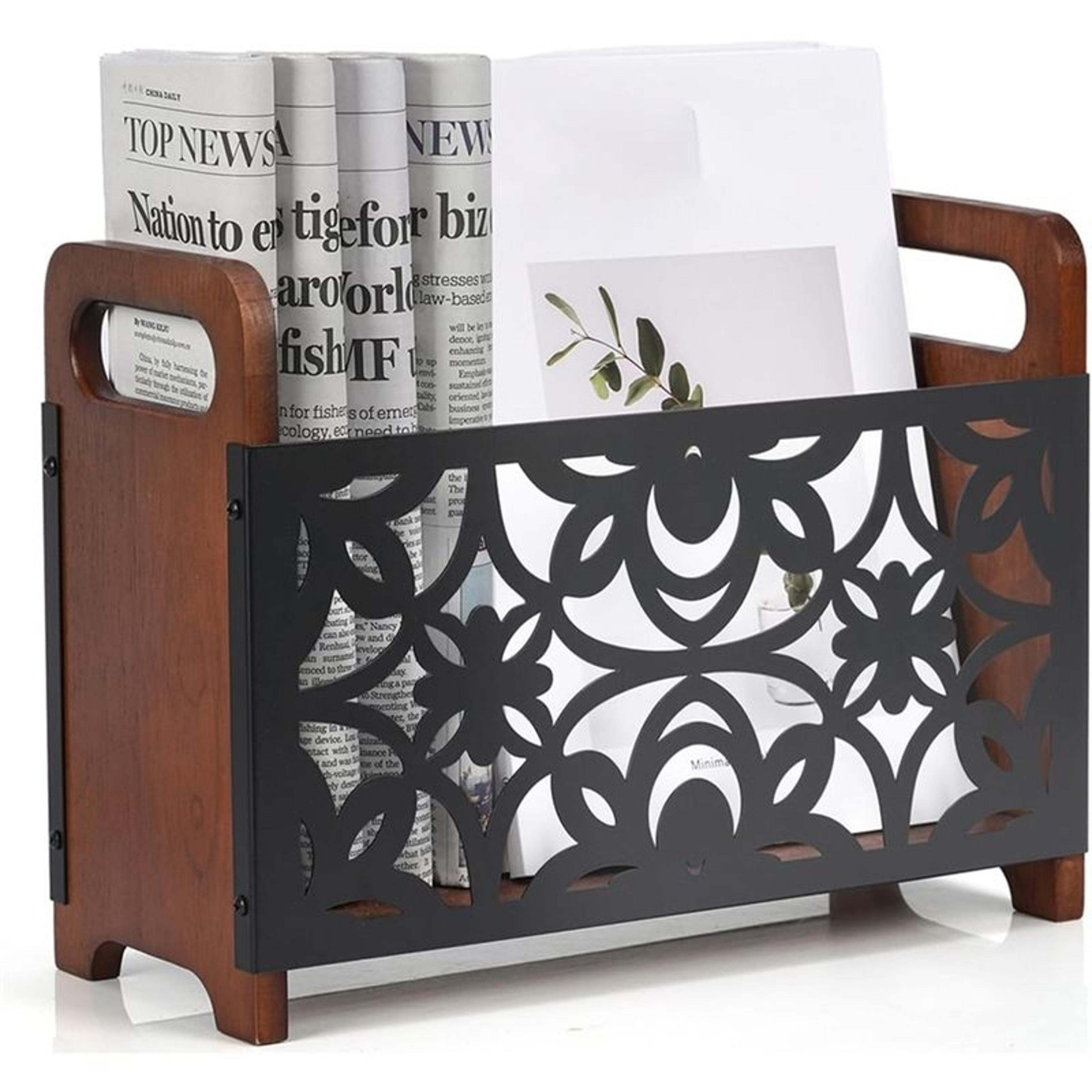 rustic wooden magazine rack & magazine holder for books, mail and farmhouse home decor