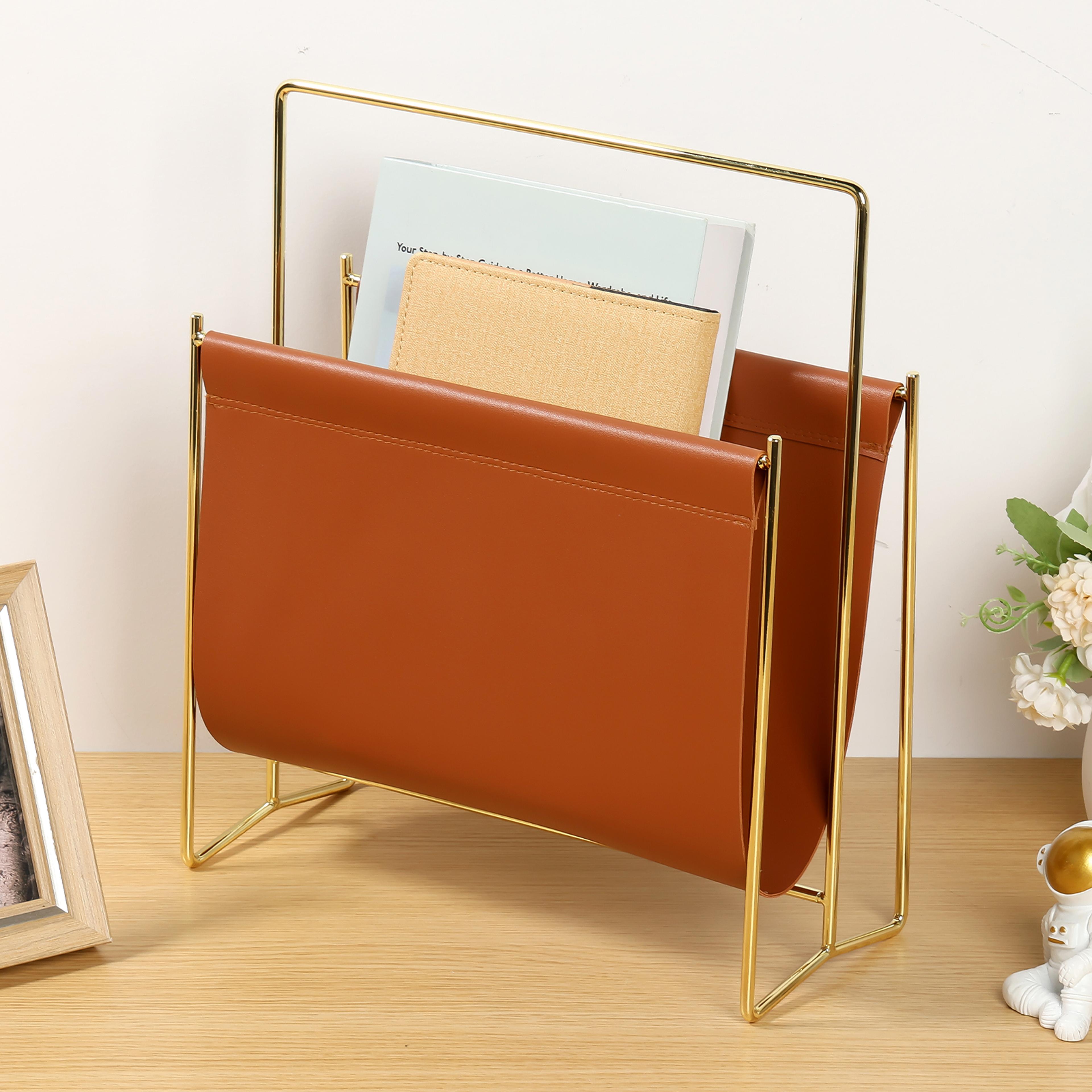 modern magazine rack & book storage organizer for living room, office & sofa corner