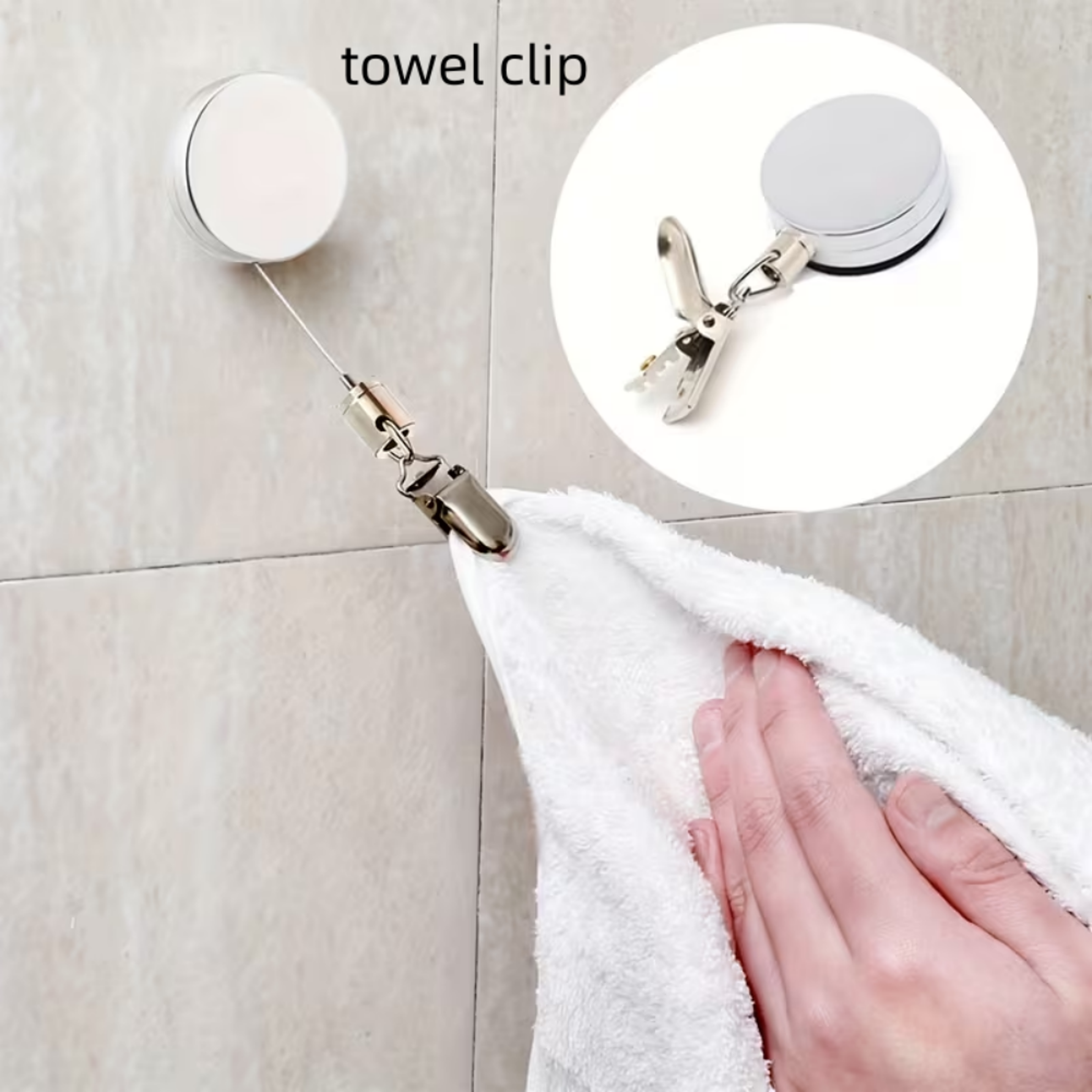 retractable towel holder self-adhesive no-drill wall mounted bathroom towel organizer