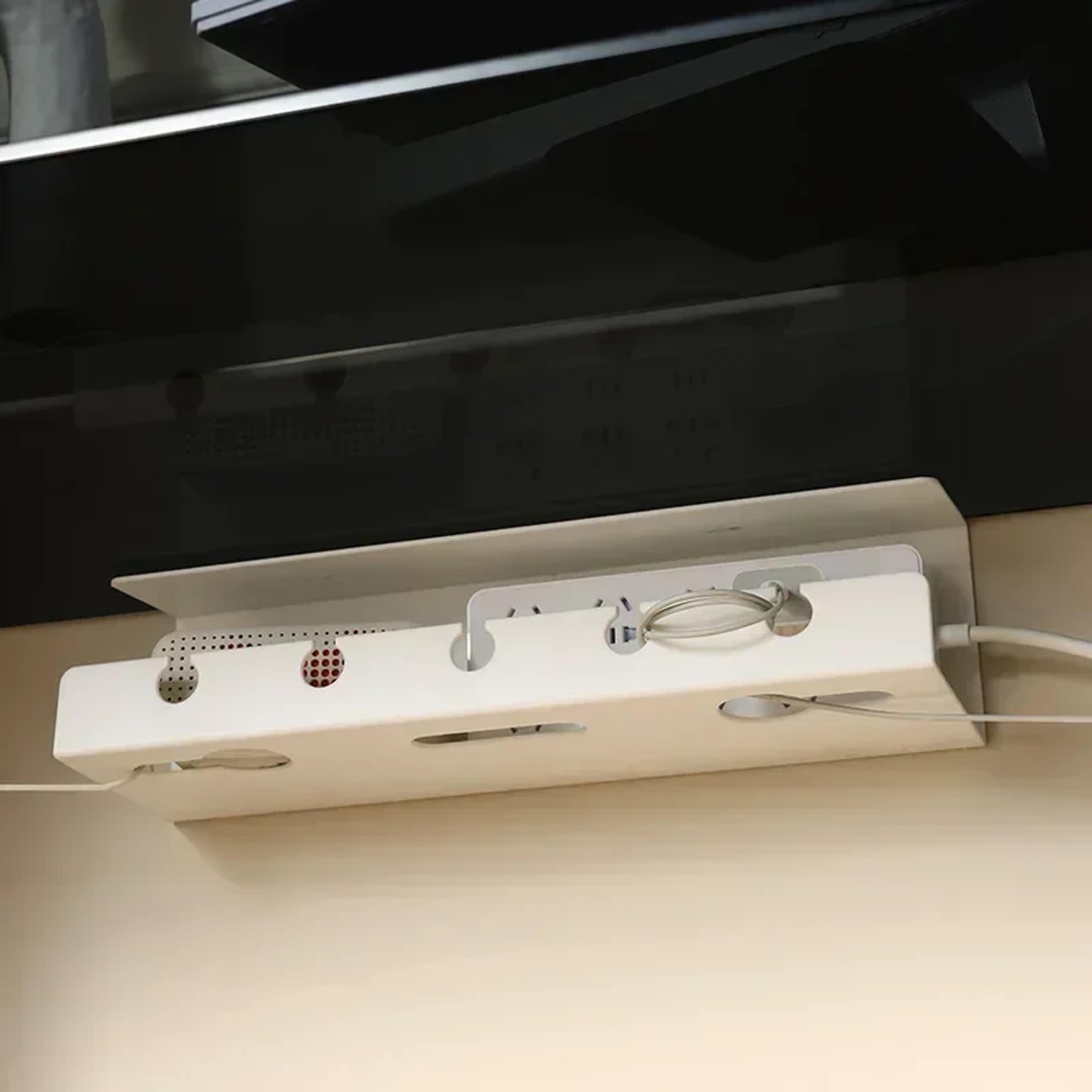 clamp on under desk cable management tray no drill cable organizer for power strips & cords