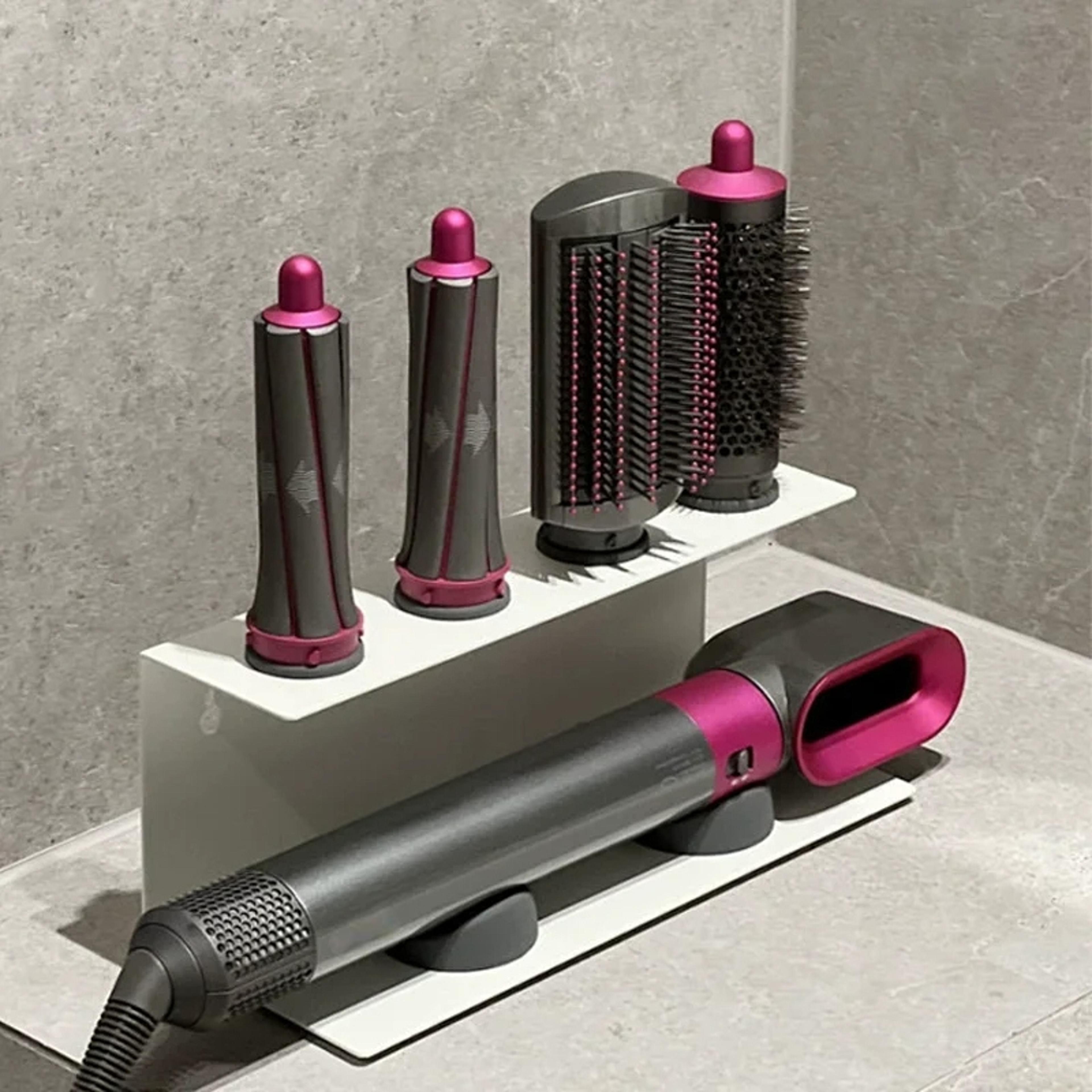 wall mounted hair dryer holder & hair tool organizer bathroom storage rack