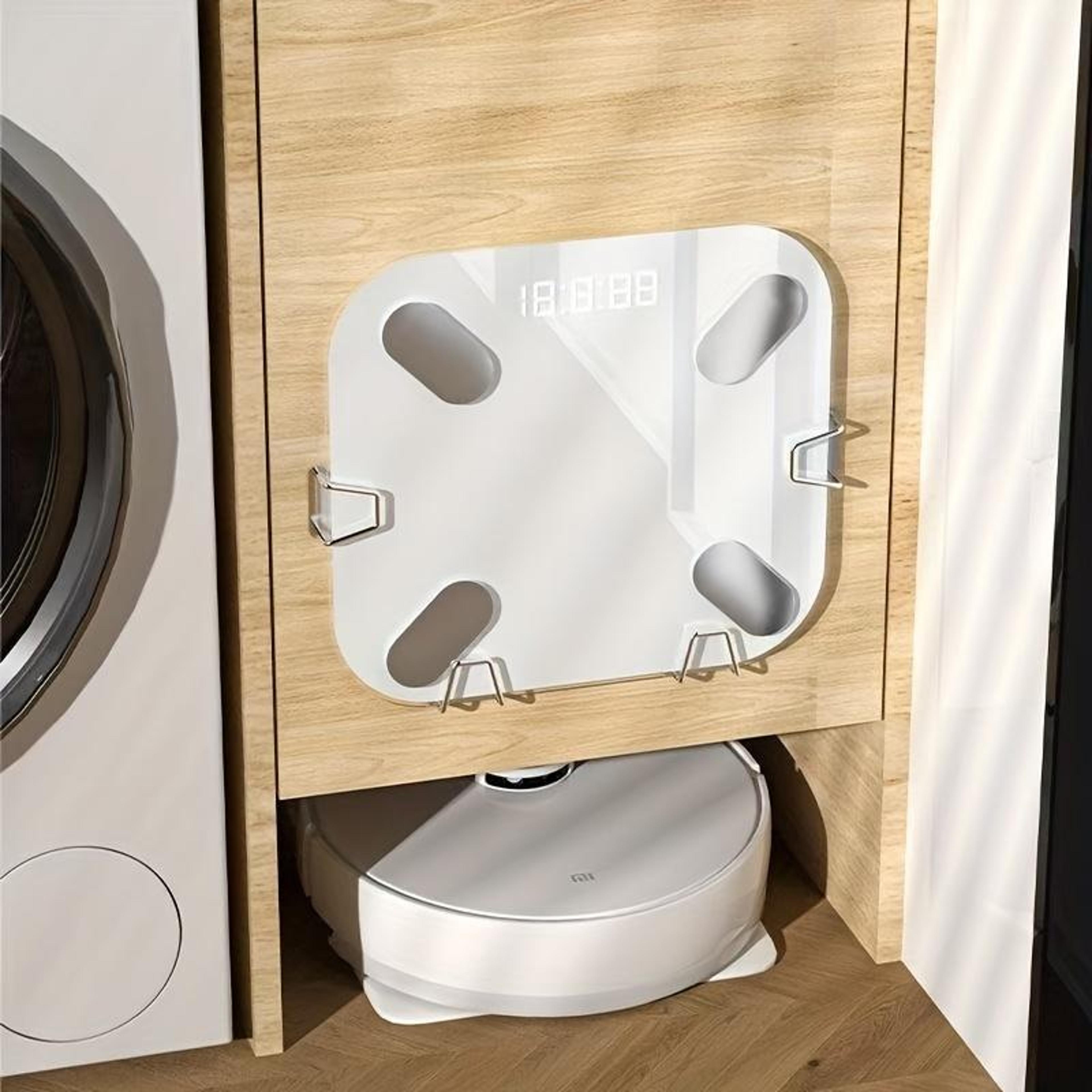 universal wall mounted scale holder no drill weight scale storage rack for bathroom & home