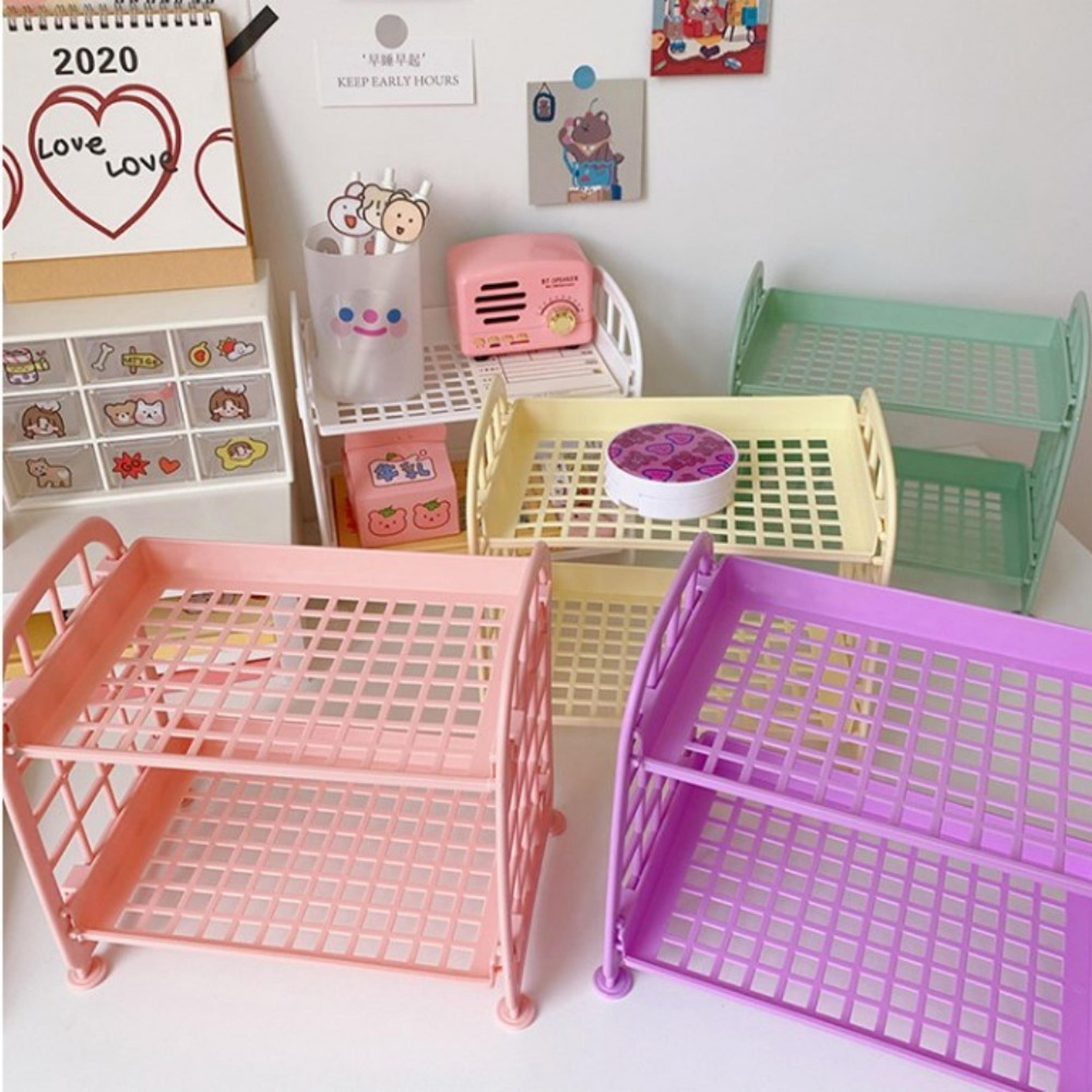 desk organizer & desktop storage shelf for office, makeup & dorm essentials