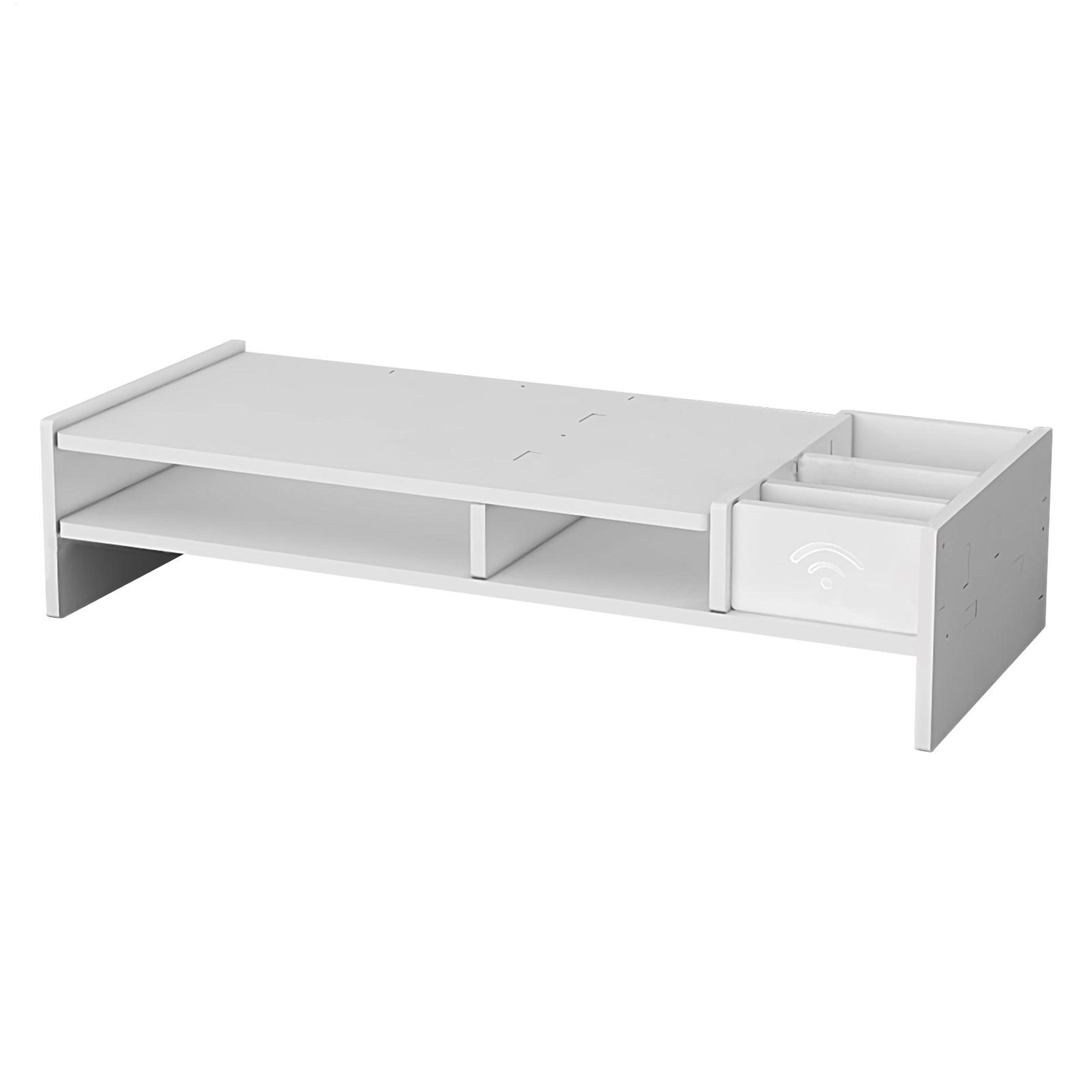 adjustable tier desk organizer shelf with monitor stand riser and desktop storage rack
