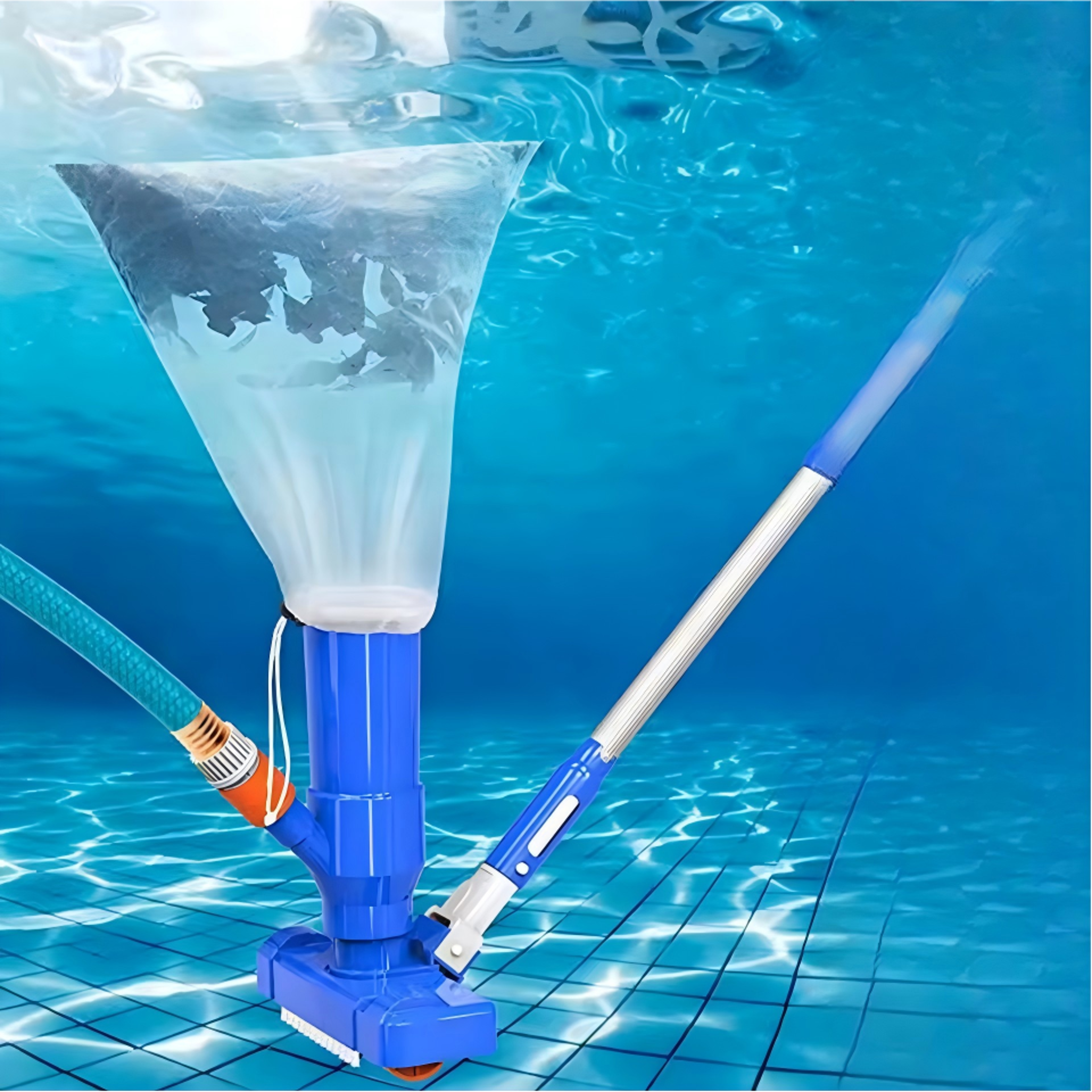 portable pool vacuum cleaner with brush and debris bag for pools spas and ponds