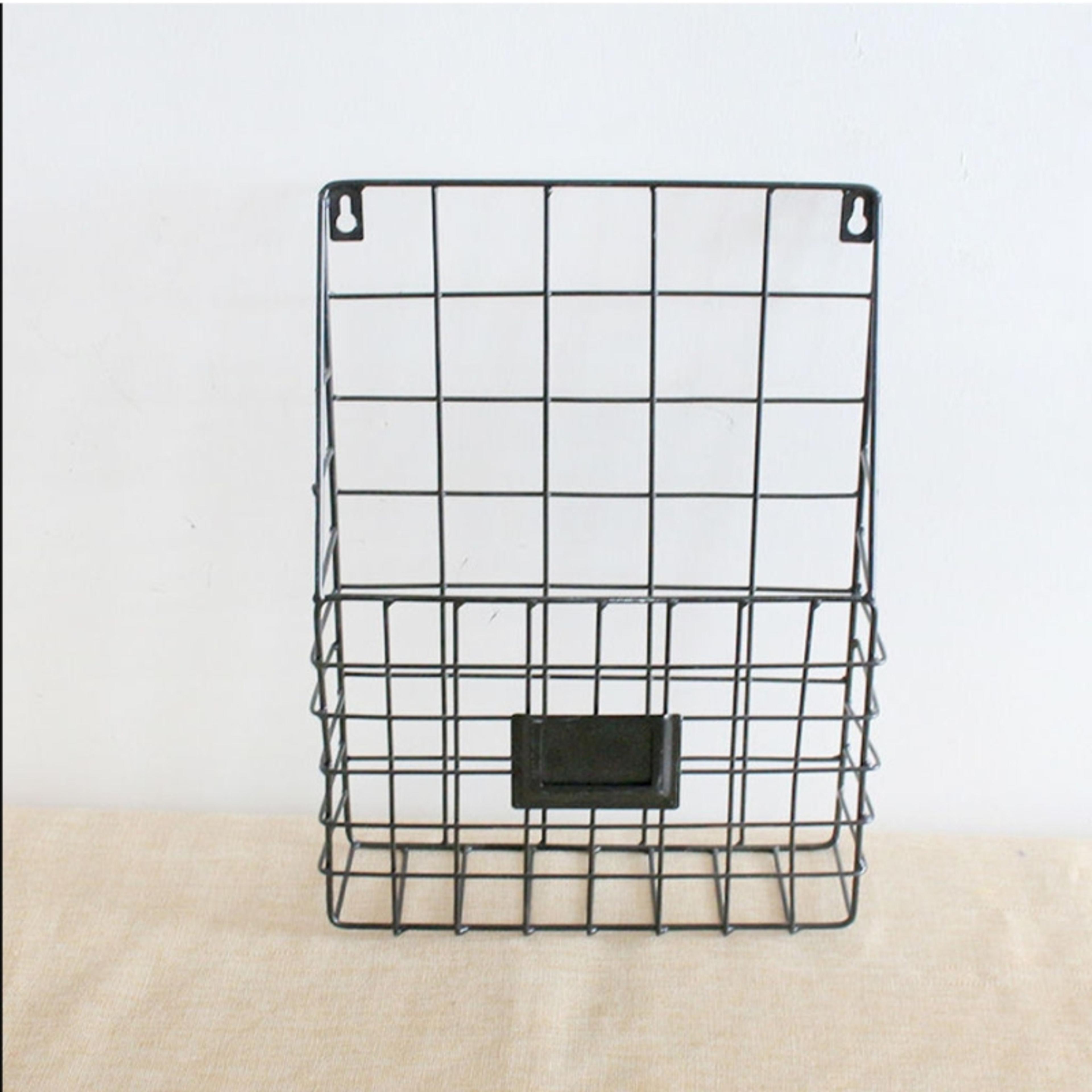 wall mounted mail organizer wire basket and magazine file holder