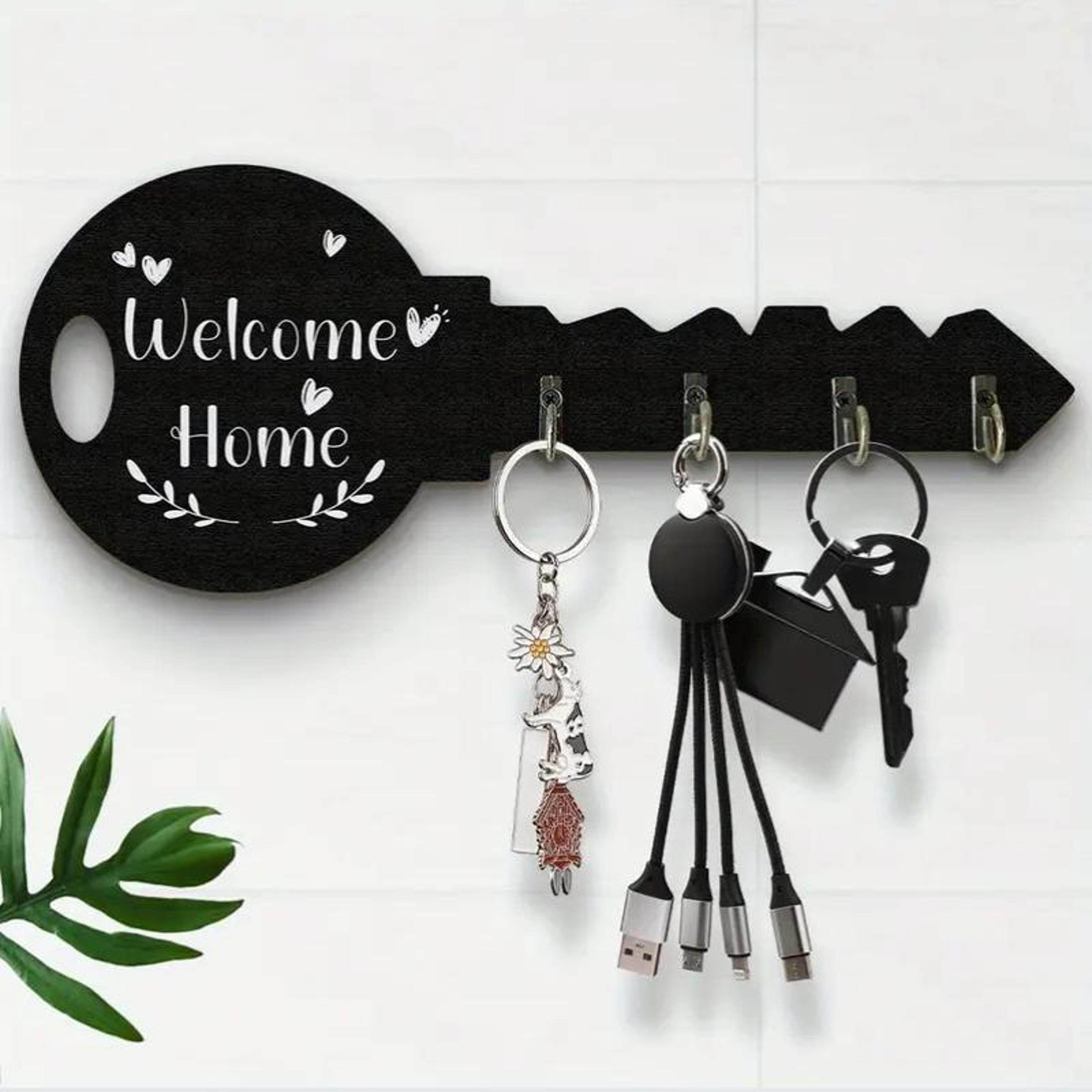 boho wooden key holder with shelf and hooks wall mounted entryway organizer