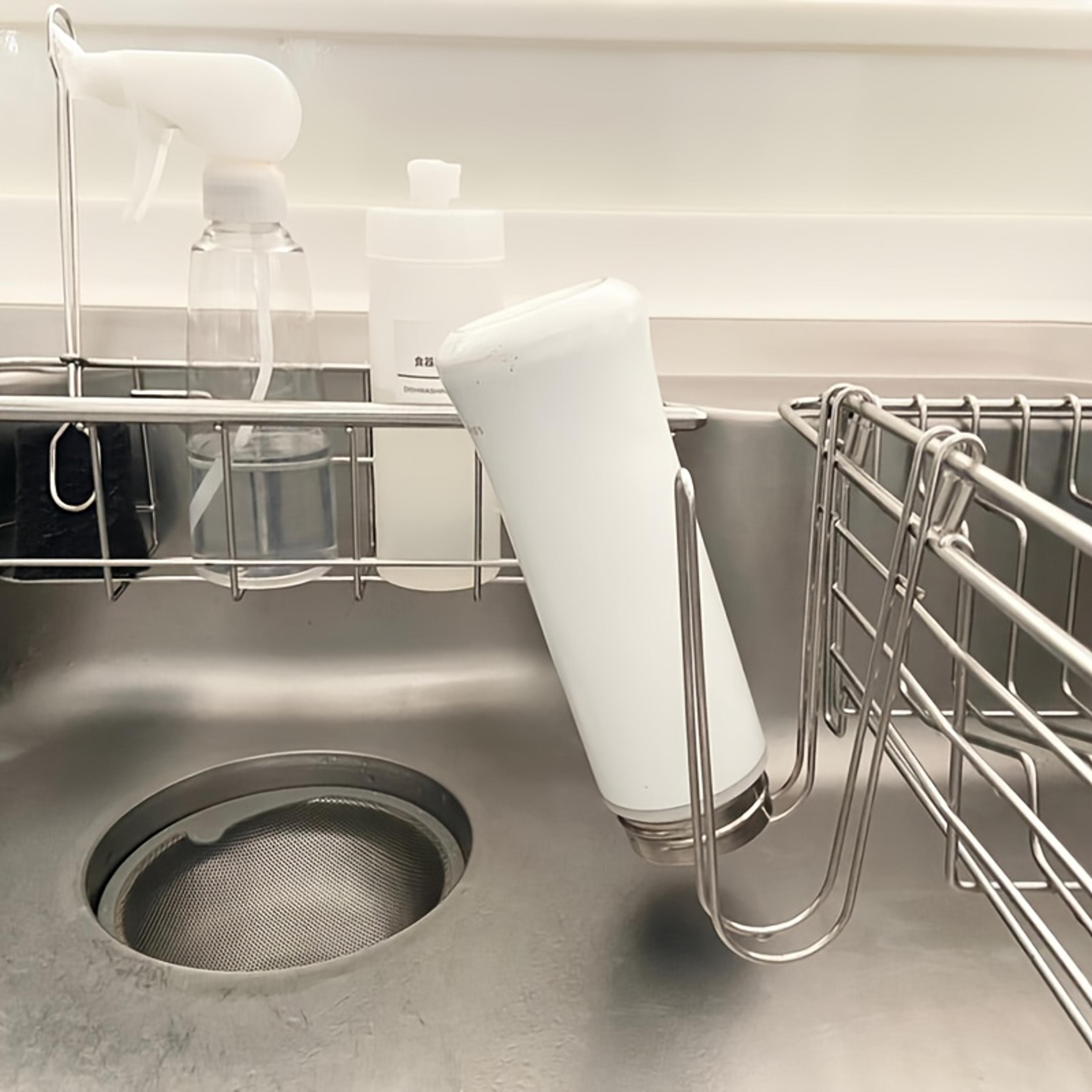 space saving cup drying rack and water bottle organizer with hanging hooks