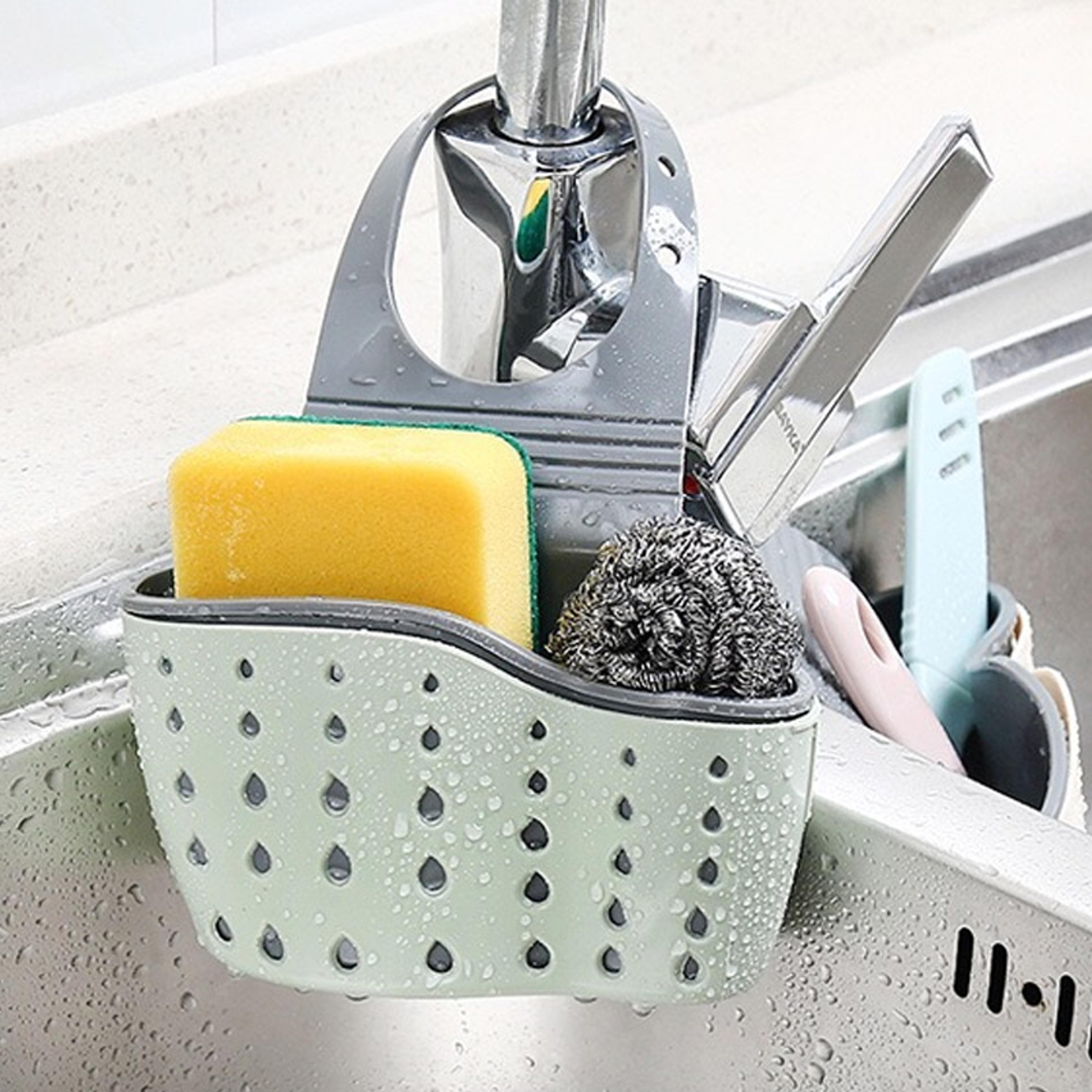 adjustable sink sponge holder hanging drain basket and kitchen sink organizer