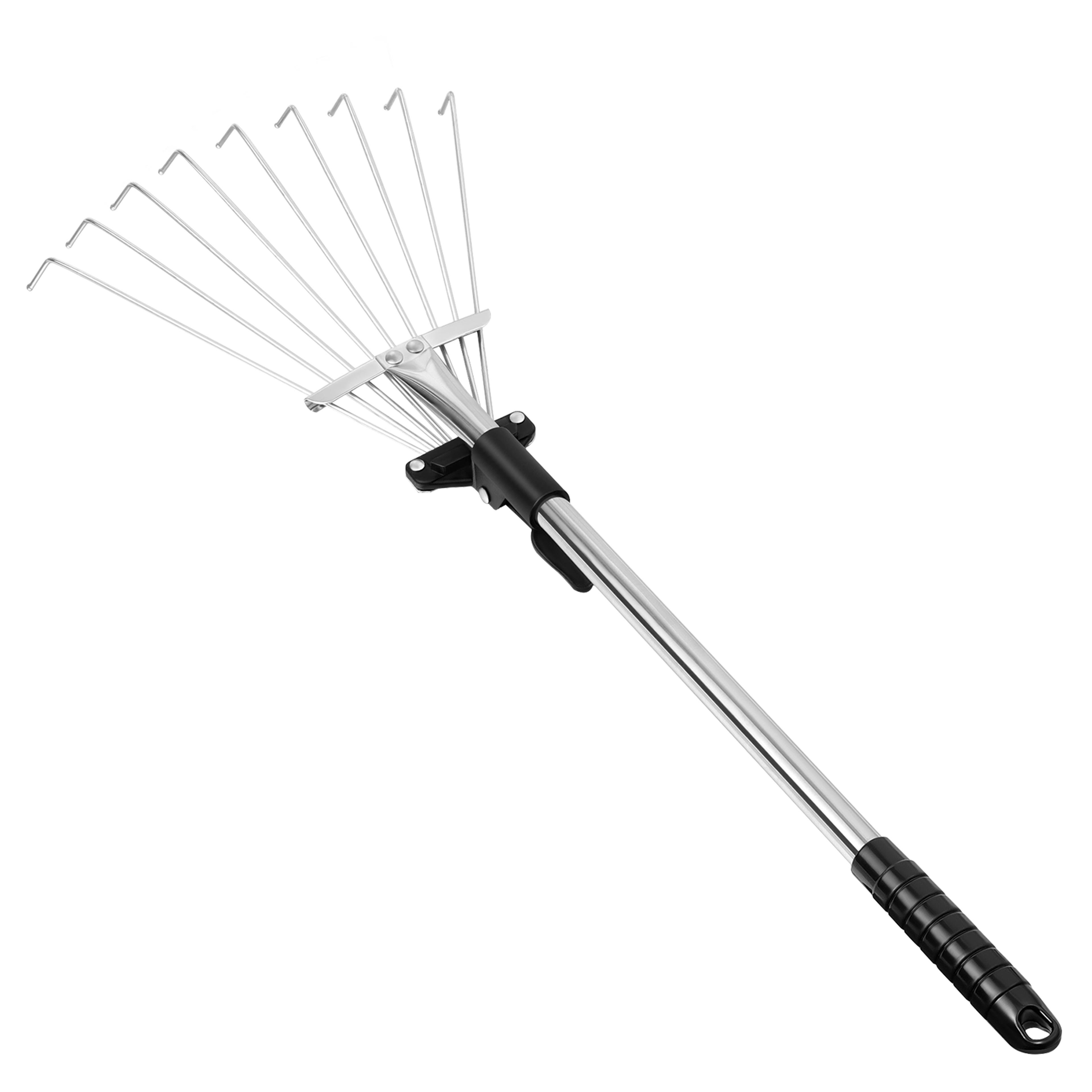 telescopic leaf rake adjustable metal garden rake for lawn and yard cleanup