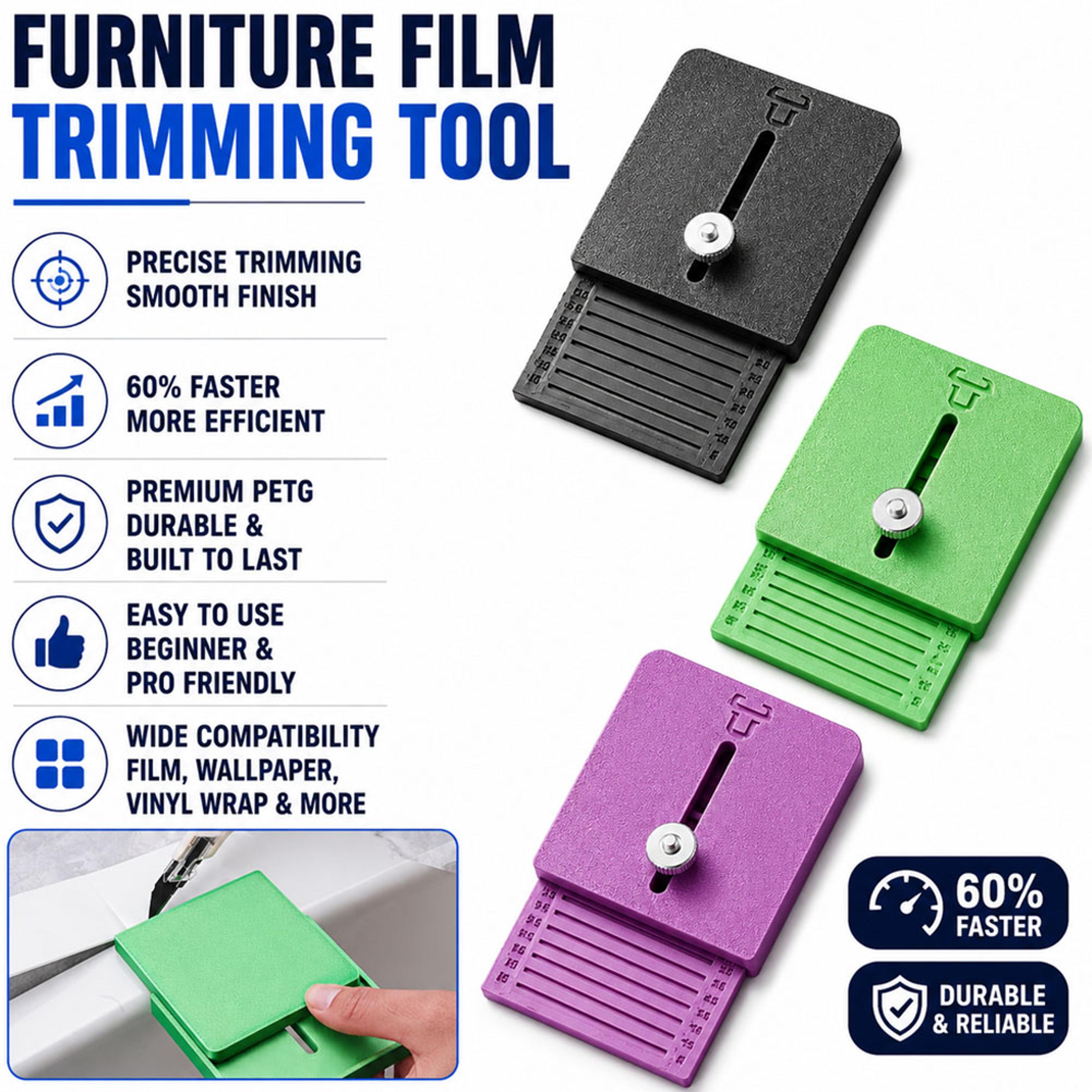precision adjustable edge trimming guide for furniture and cabinet edge banding