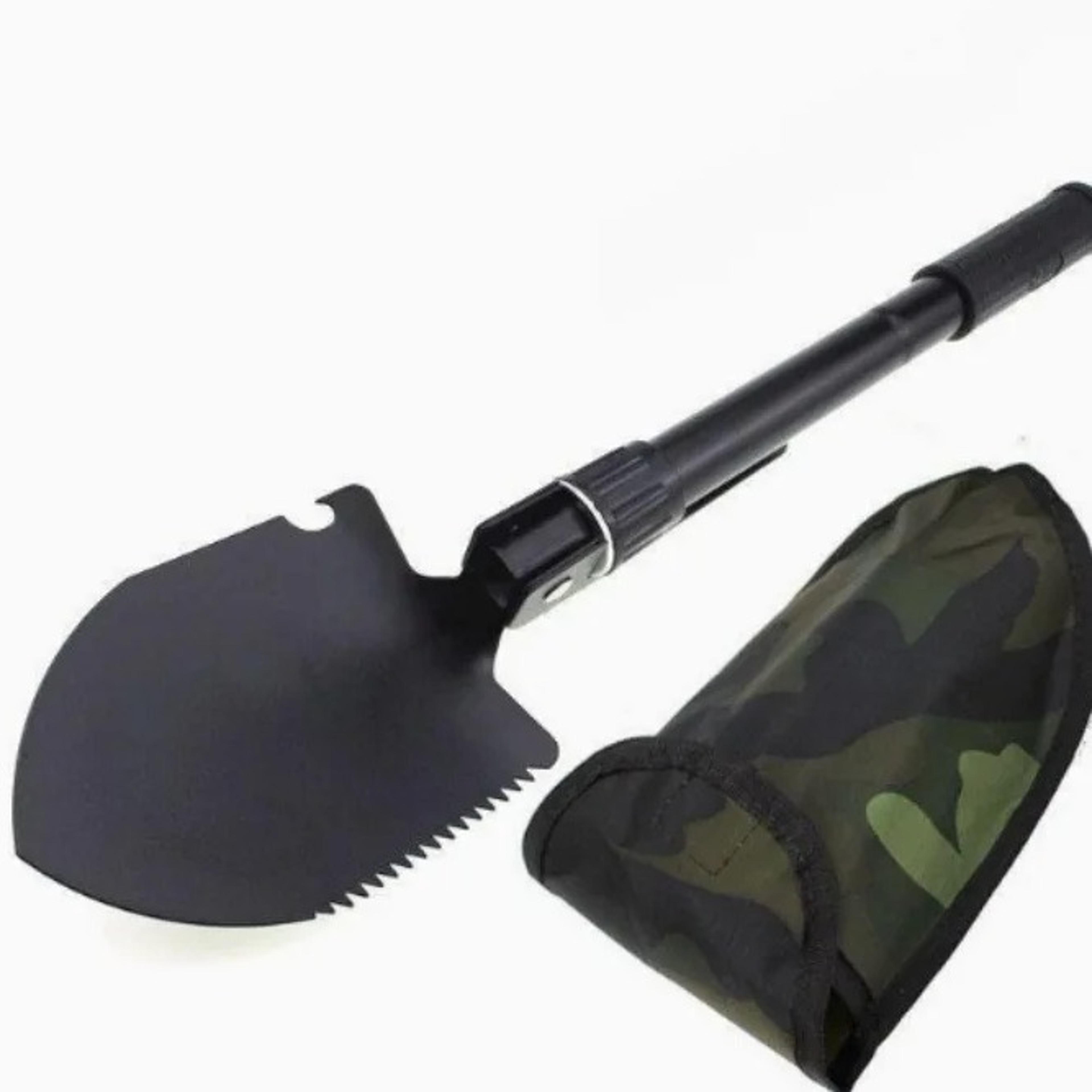 compact folding camping shovel with pickaxe and multi function outdoor tool