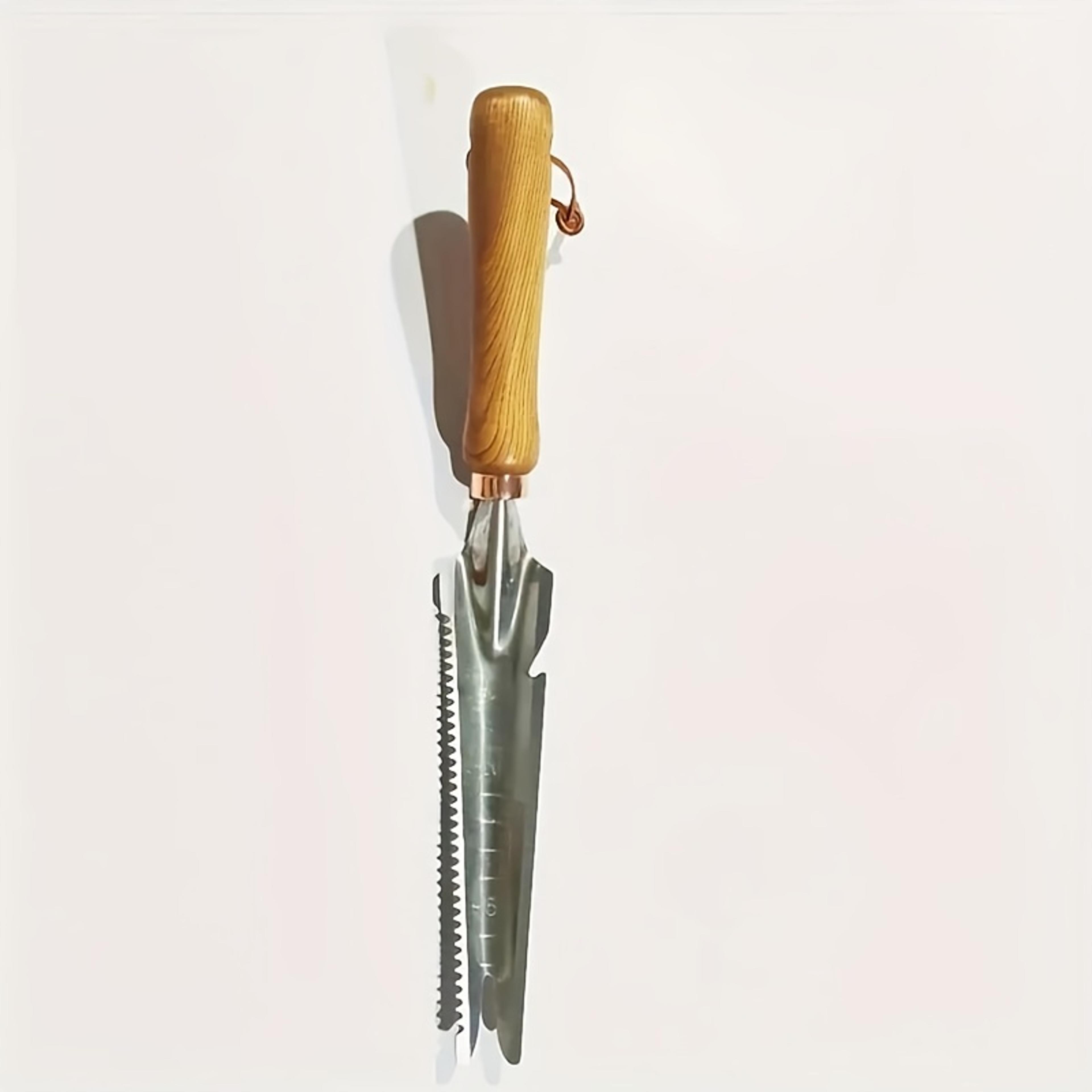 manual weeding tool and dandelion root remover with wooden handle