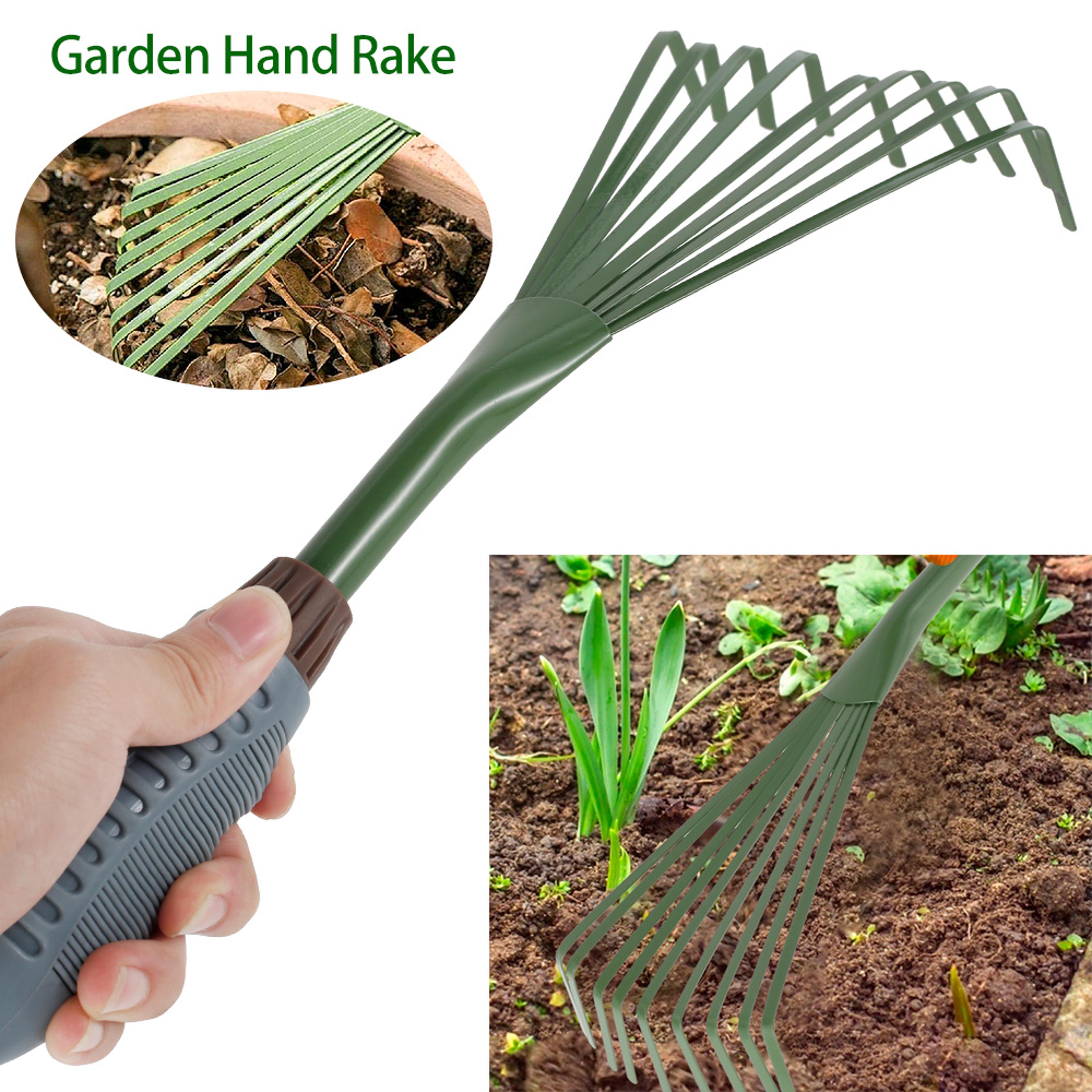 tine garden leaf rake adjustable lawn rake for leaves grass and yard debris
