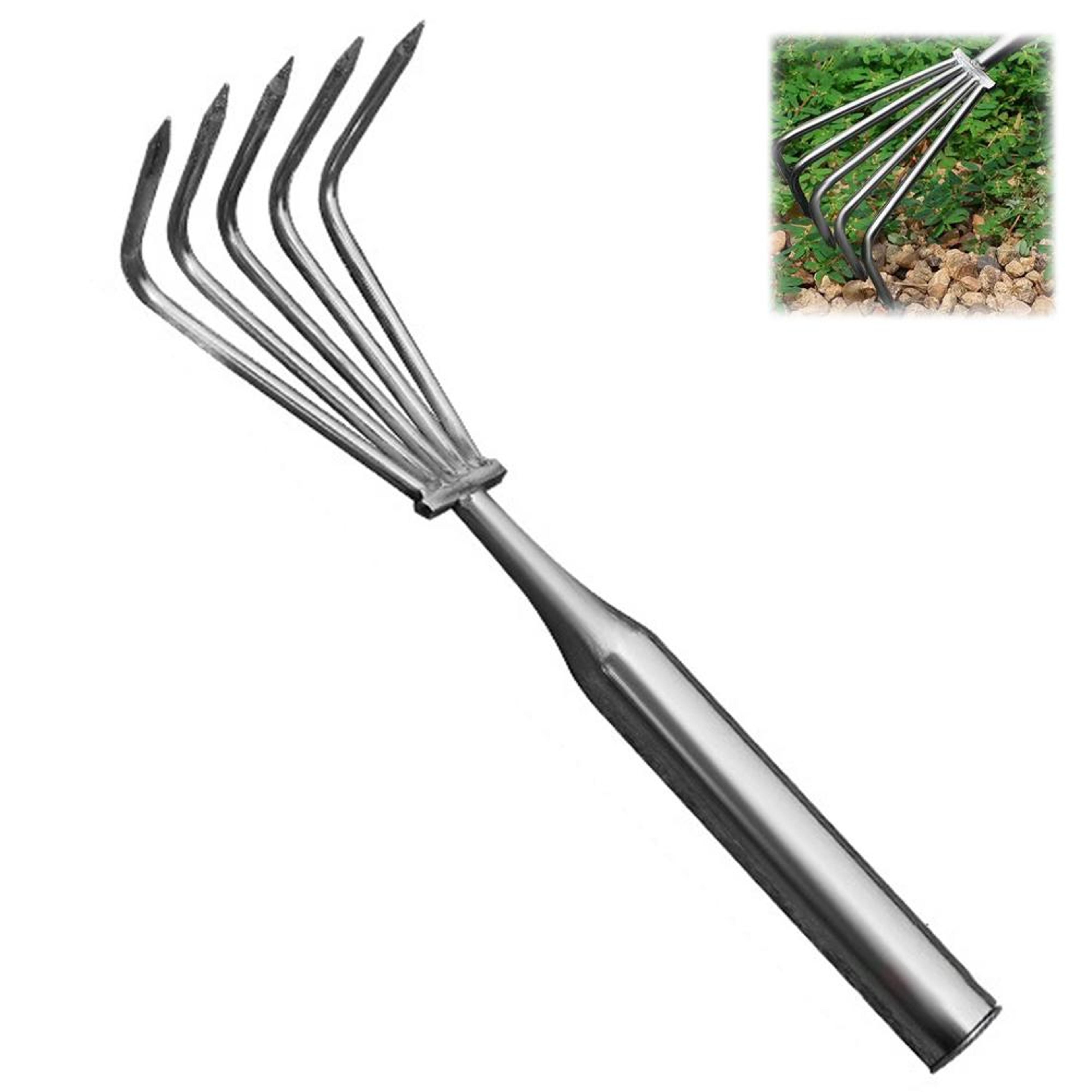 stainless steel hand rake garden cultivator for soil loosening