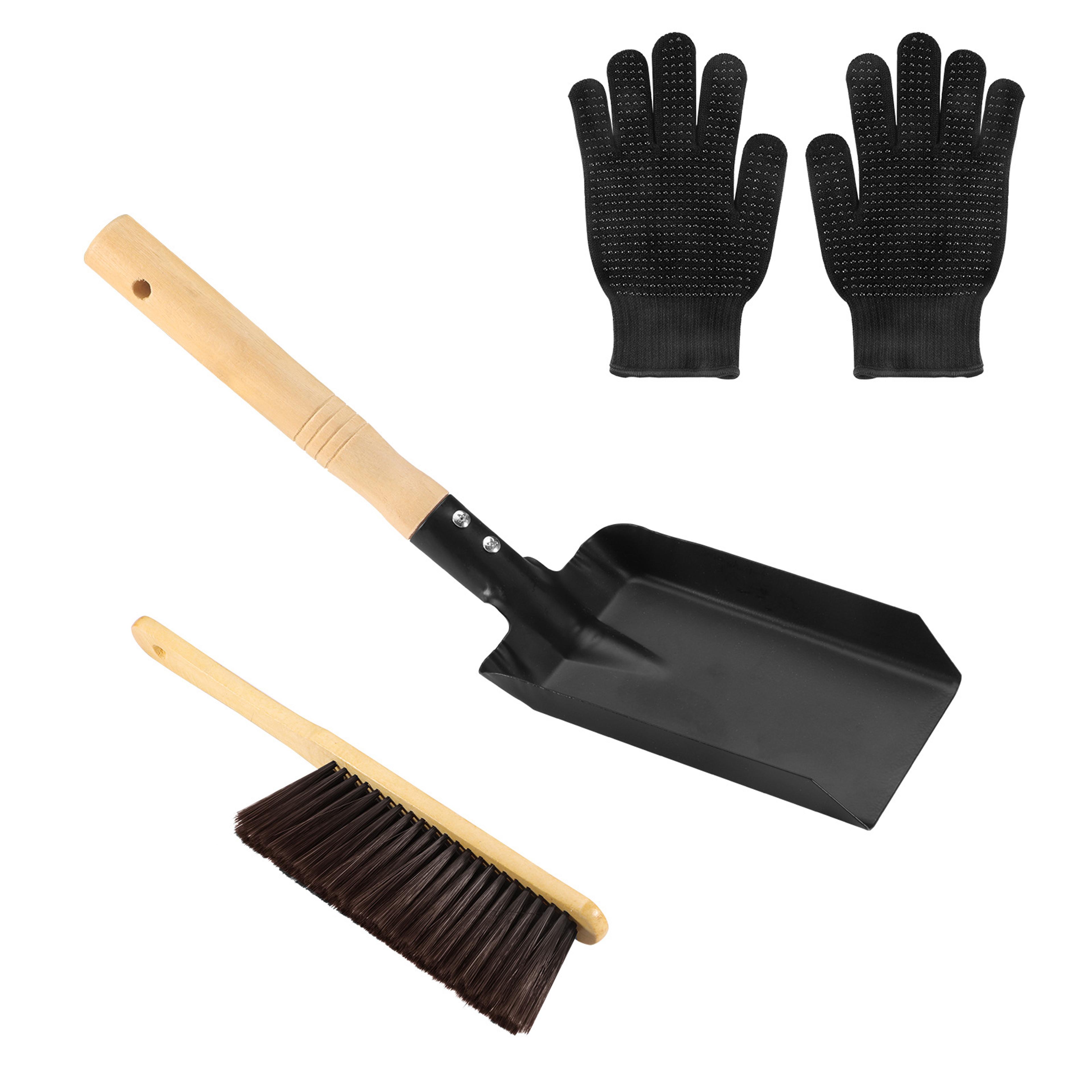 metal fireplace ash shovel and wood stove cleaning scoop