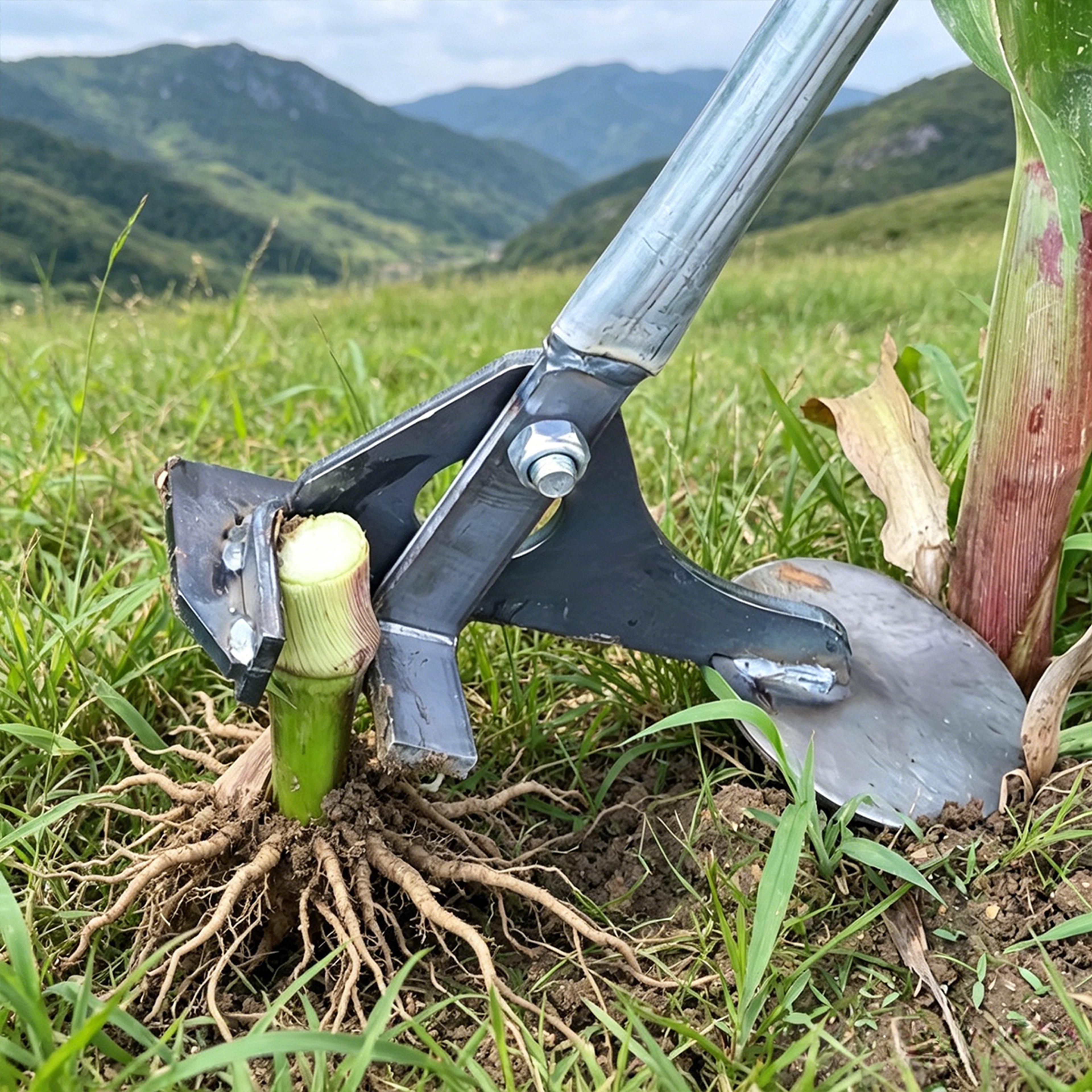 manual root puller and stalk removal tool for weeds, crop roots and small stumps