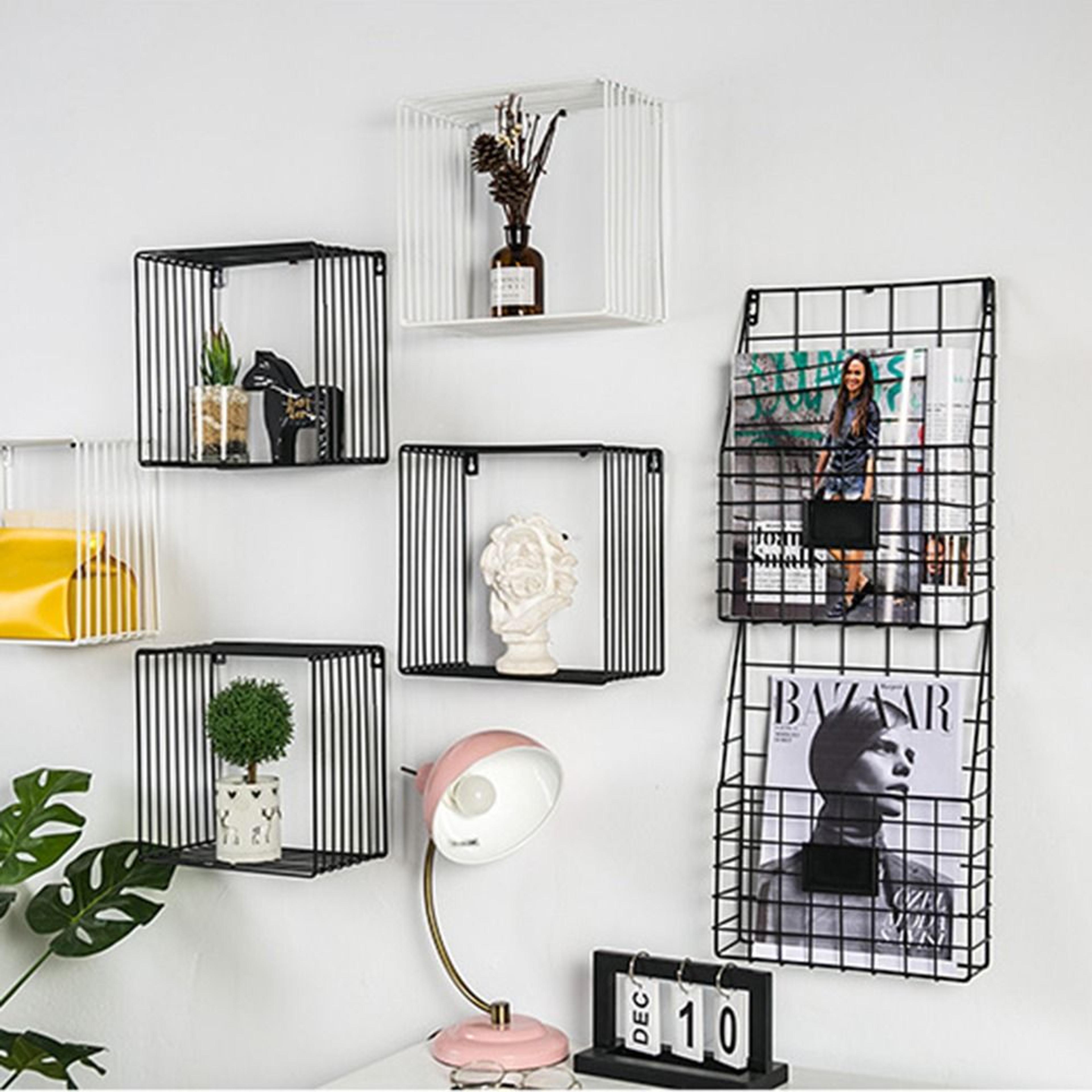 wall mounted magazine holder metal mesh mail and file organizer