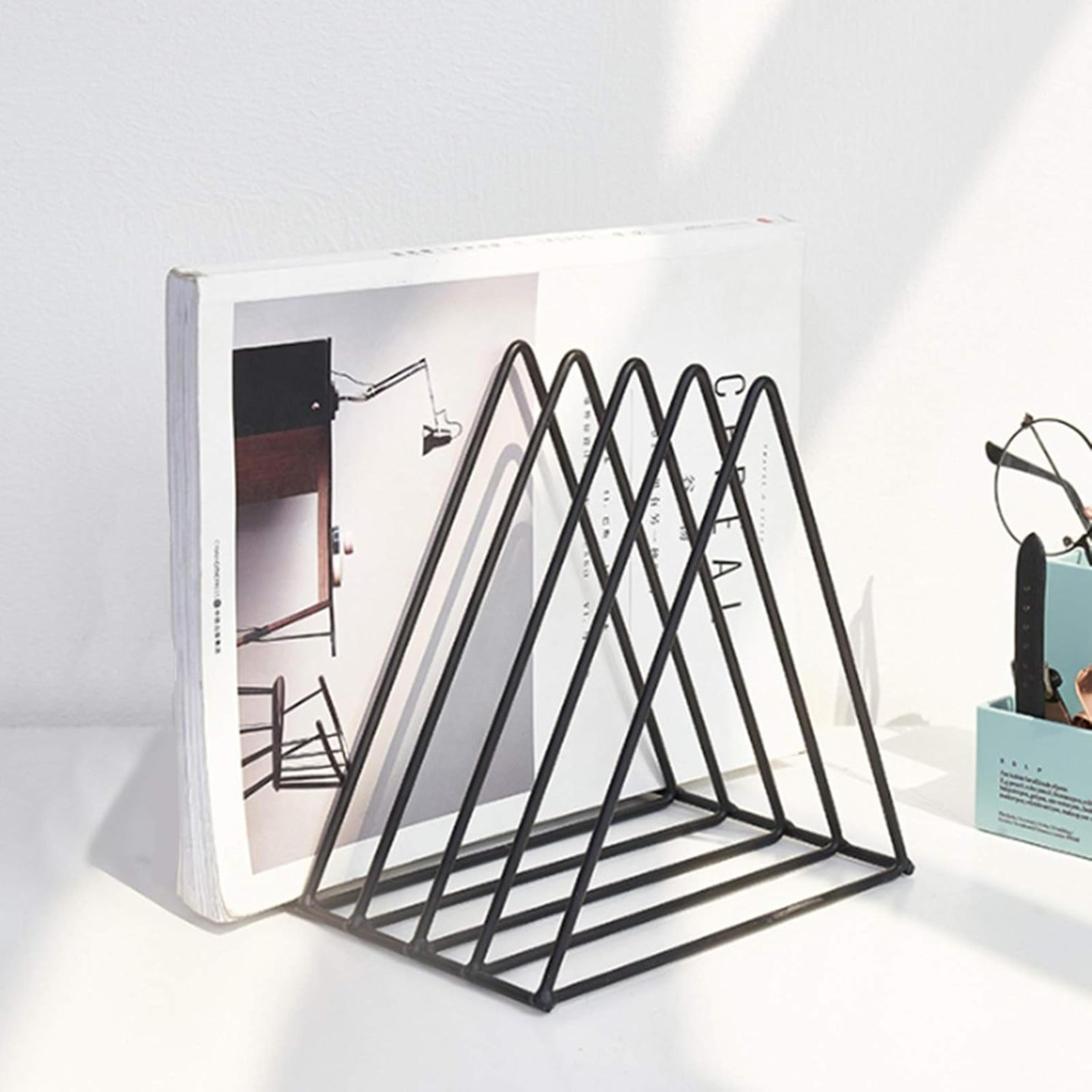 slot metal vinyl record holder and magazine organizer for desk and shelf