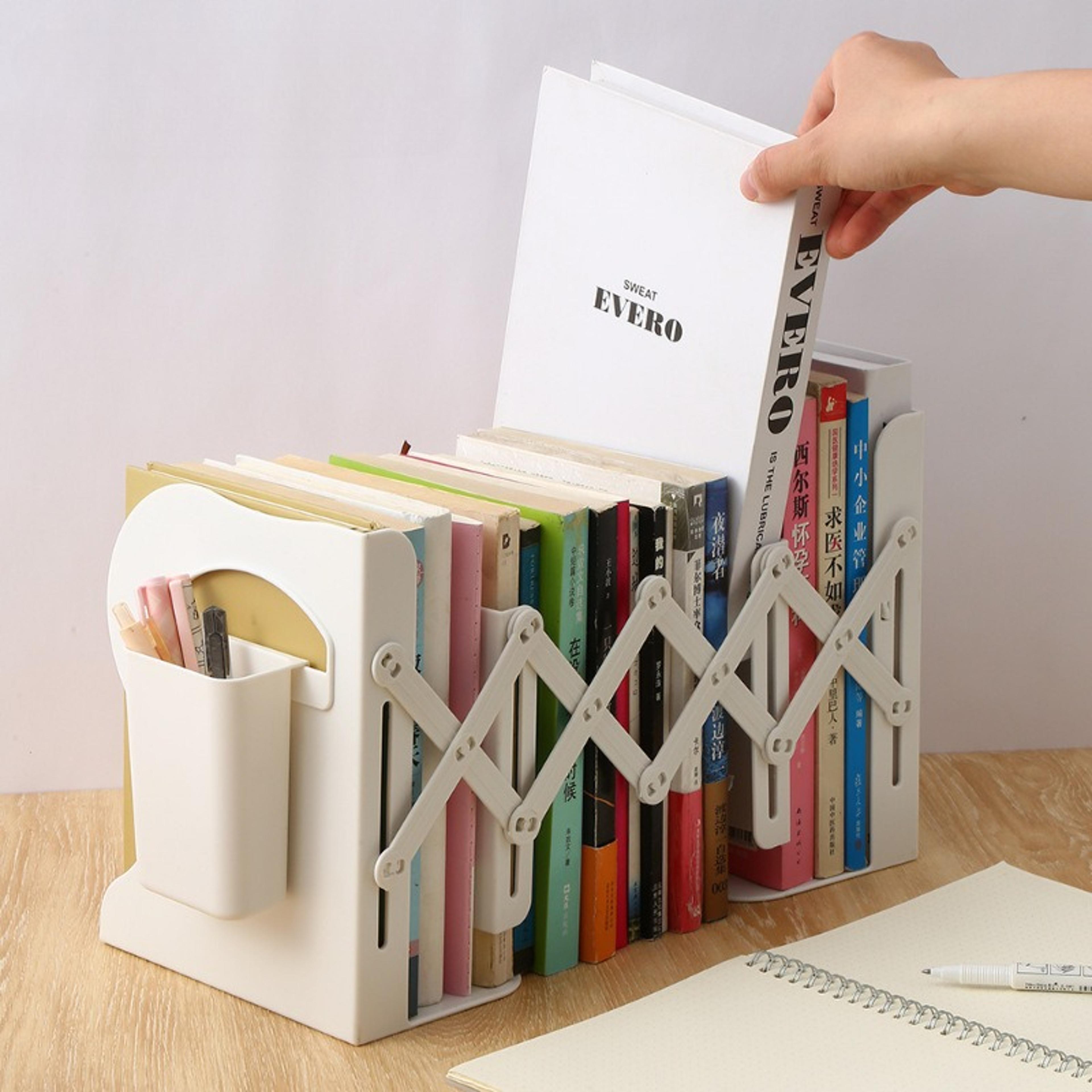 adjustable bookends expandable desktop book organizer and book stand