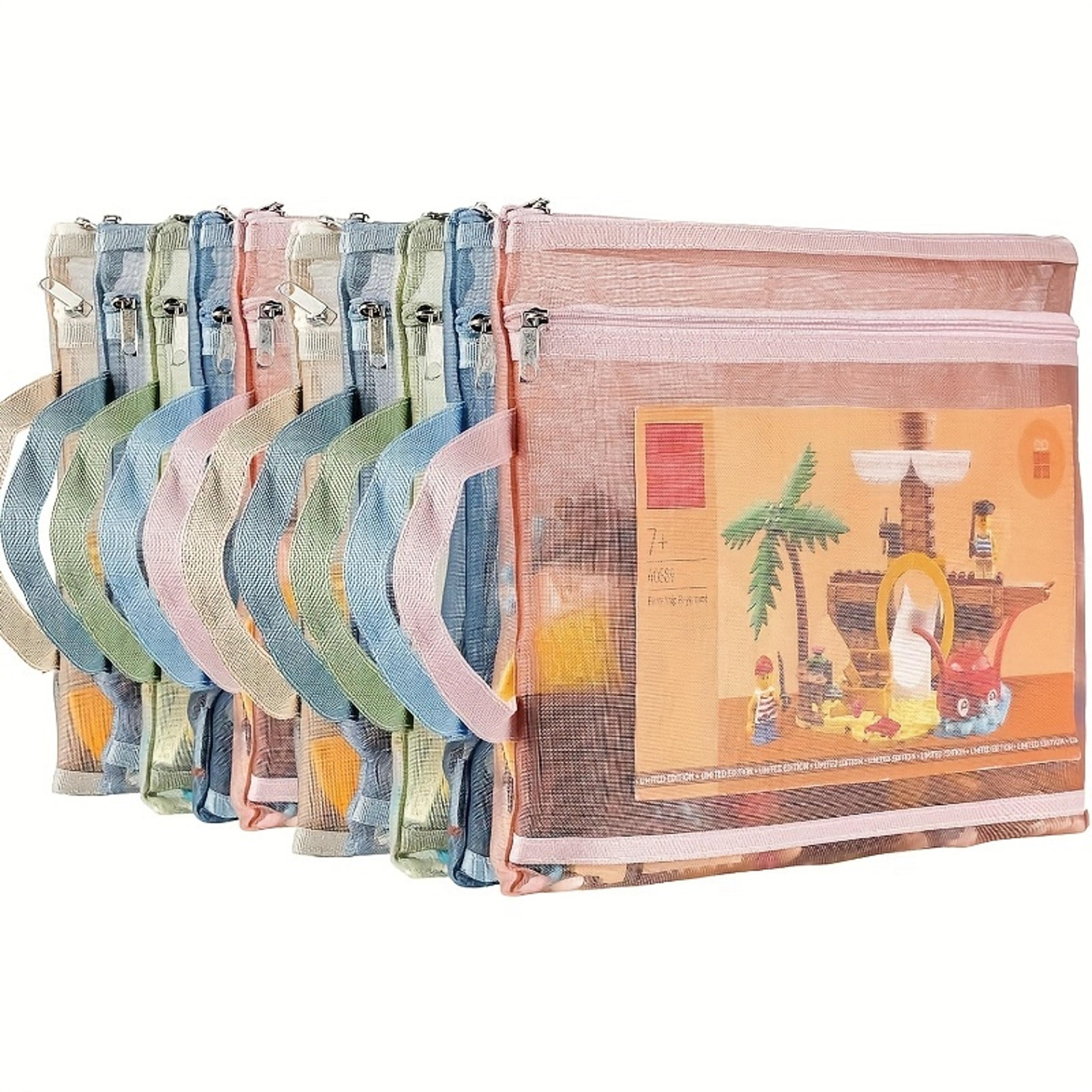 mesh zipper storage bags double layer toy and puzzle organizer pouches
