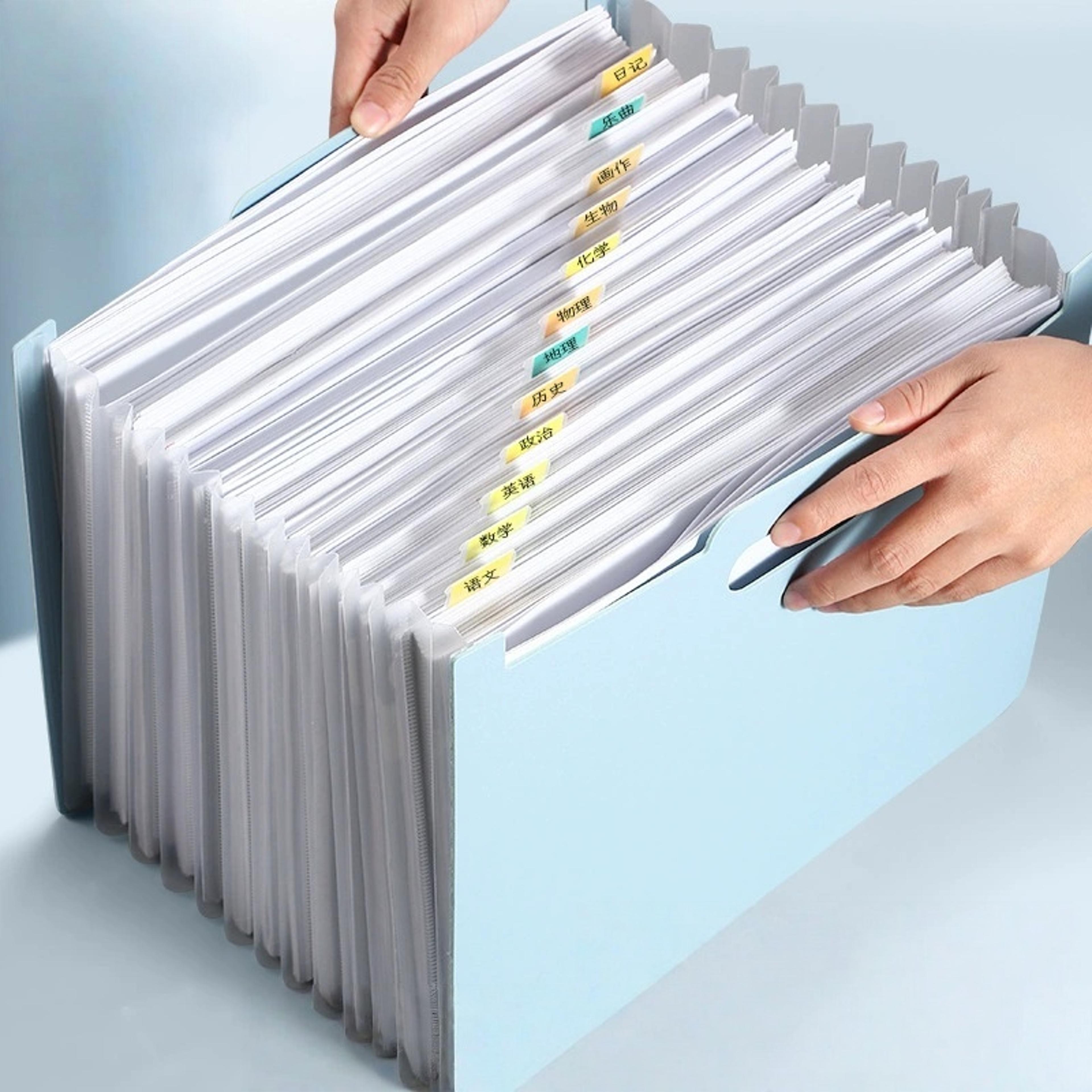 pocket accordion file organizer with labels for a4 and letter documents