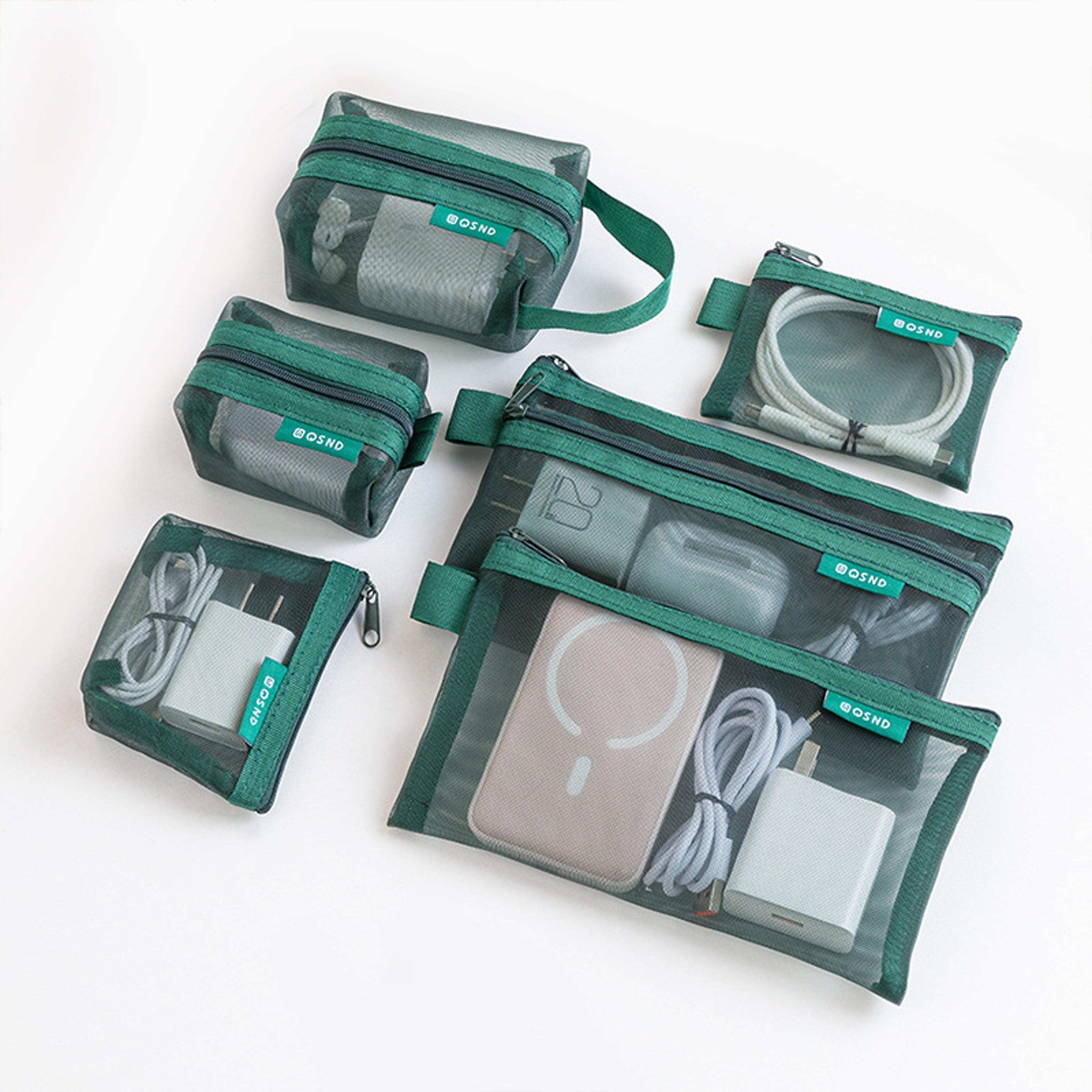 pack transparent mesh cable organizer pouches for chargers, earphones and travel accessories