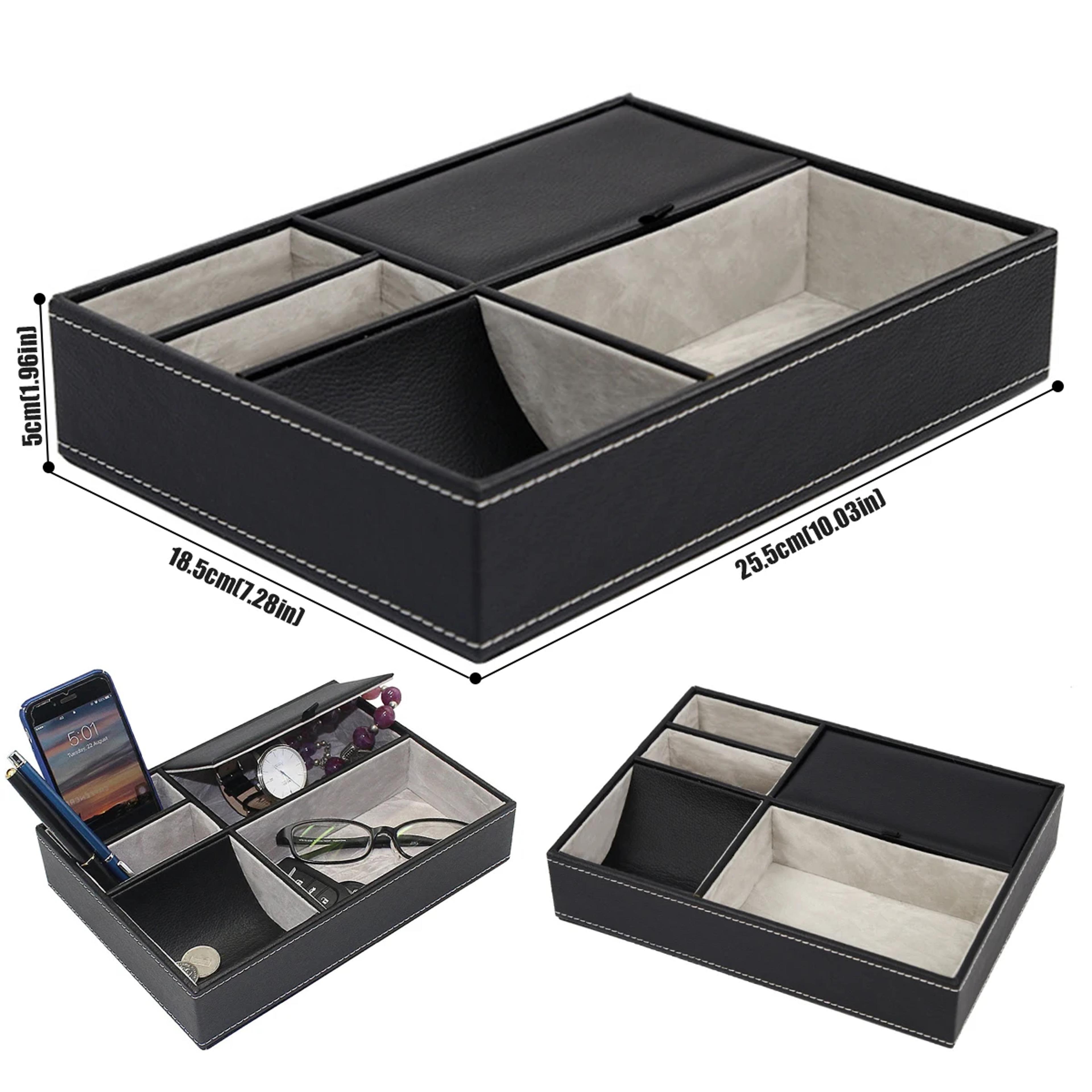 mens valet tray organizer compartment pu leather nightstand organizer for everyday essentials