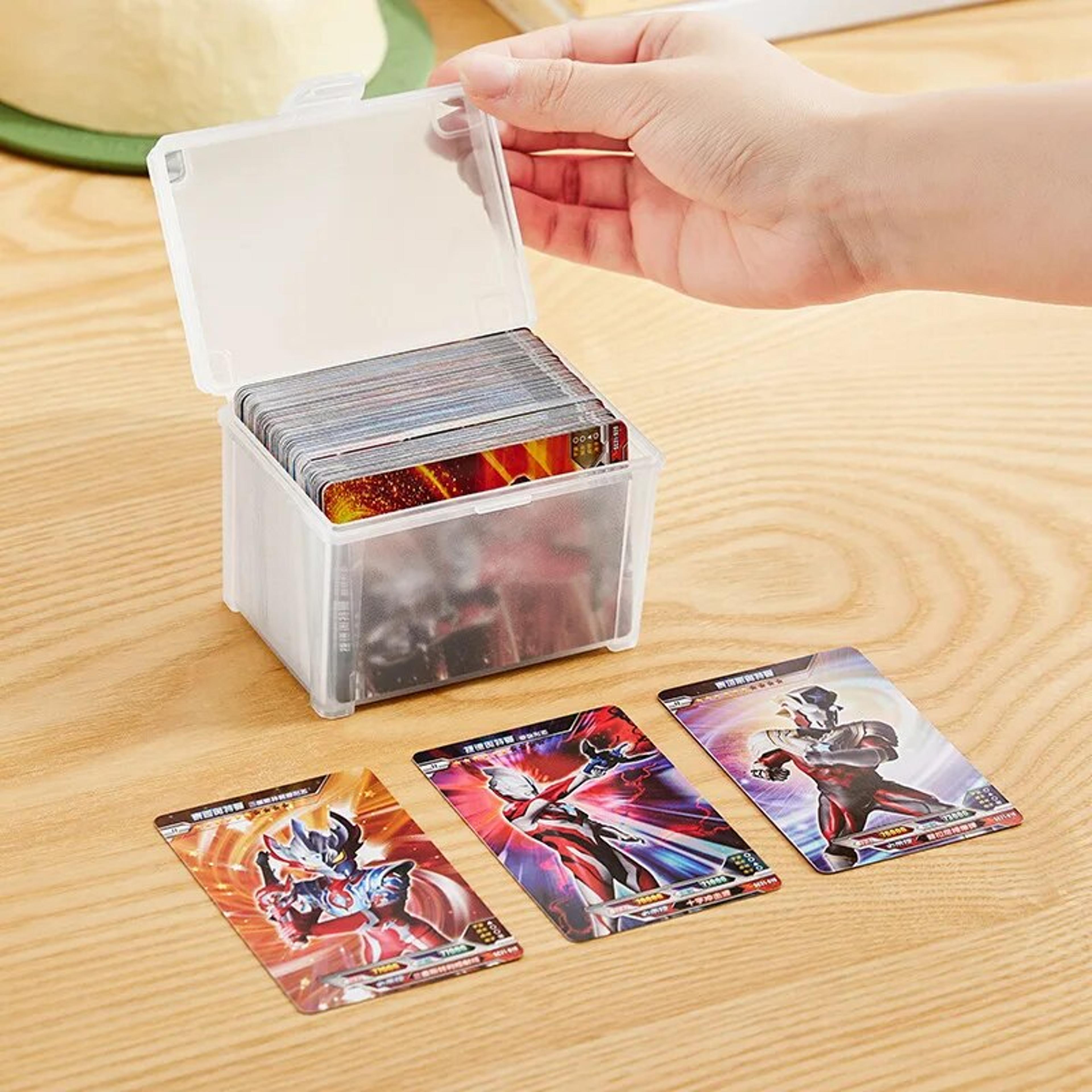 small plastic storage box with flip top lid for jewelry cards and accessories