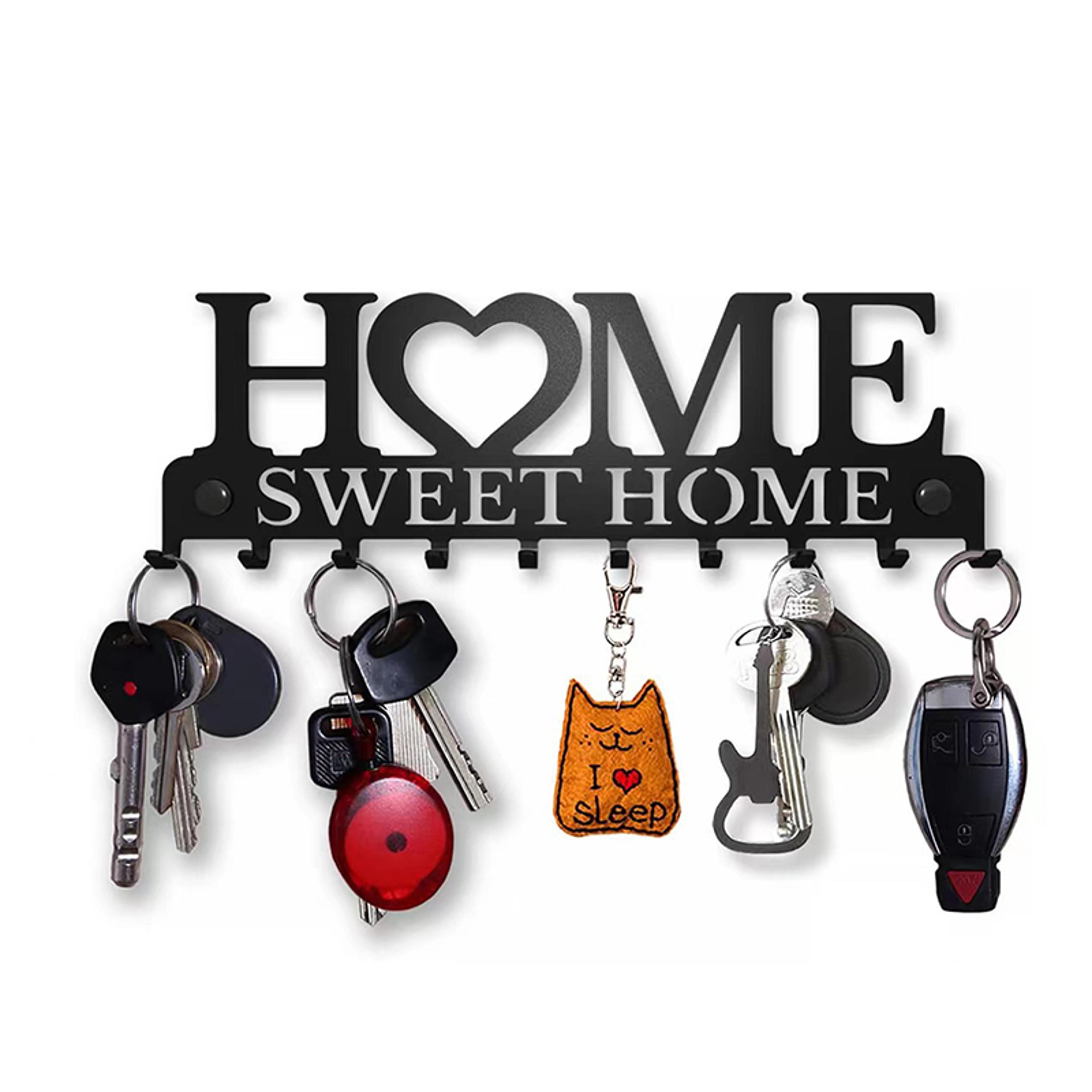 sweet home wall mounted key holder black metal key rack with hooks for entryway decor