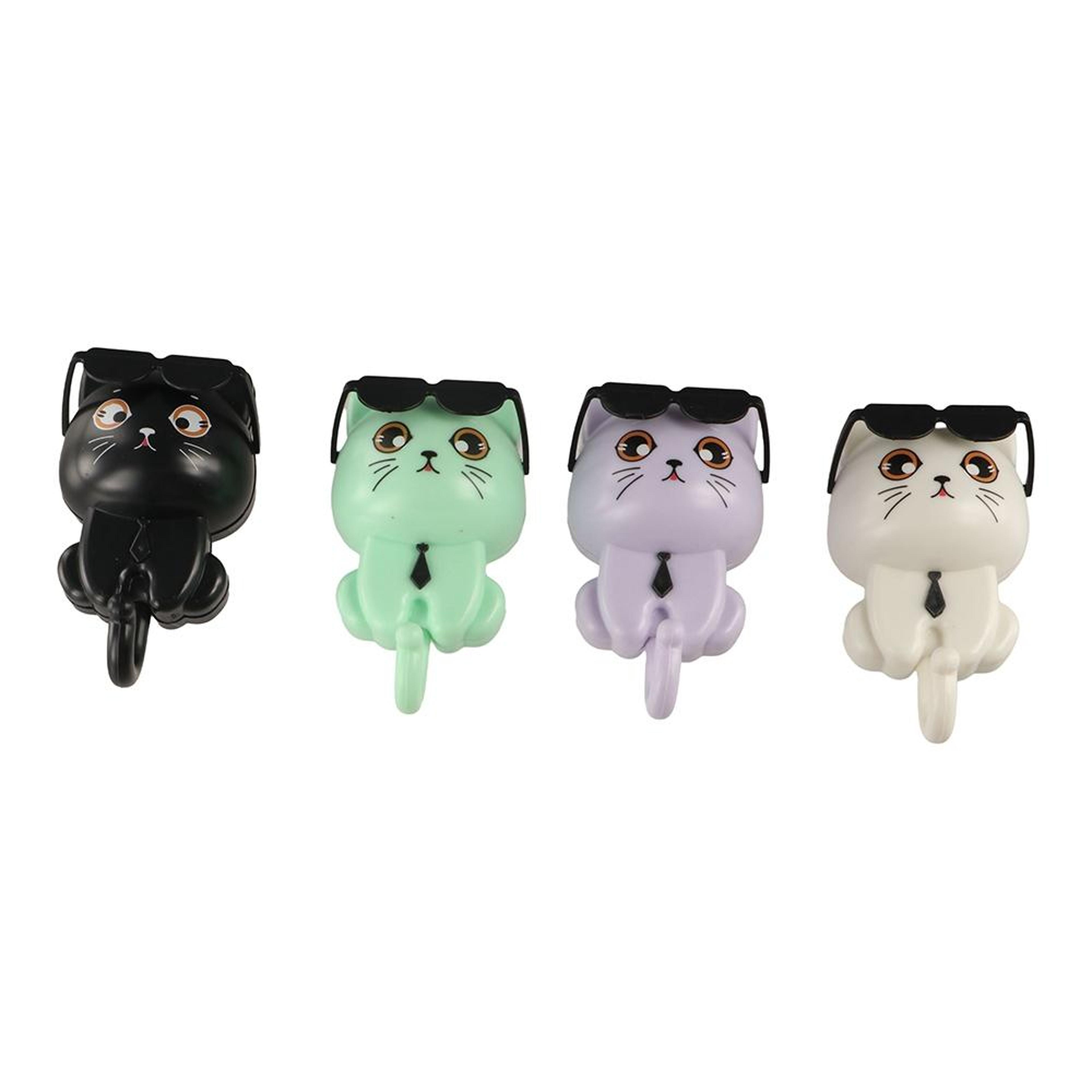 cute cat wall hooks self adhesive waterproof key and towel hangers